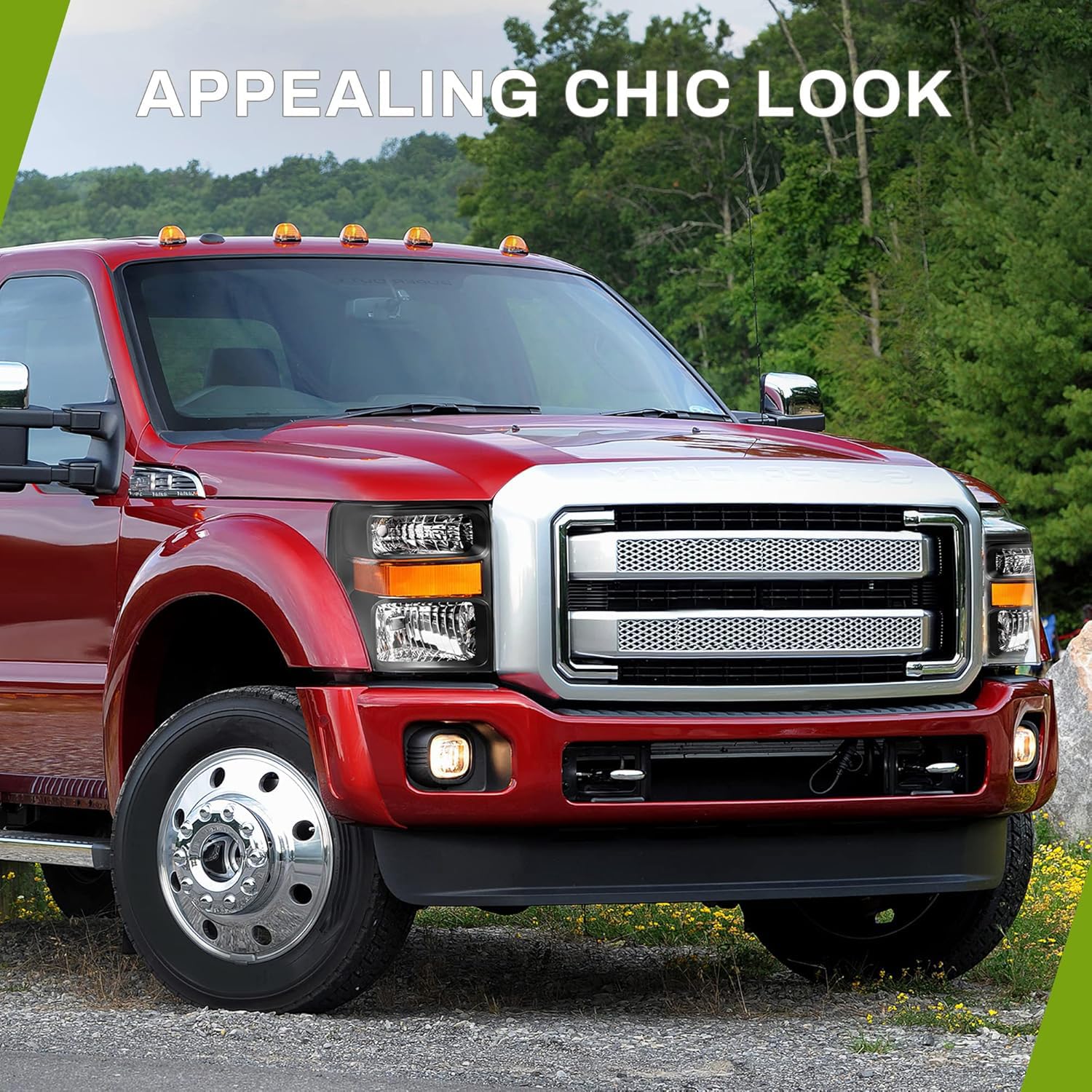 Autosaver88 Headlight Assembly Compatible With 2008-2010 Ford F250 F350 F450 Super Duty Headlamp Chrome Housing Clear Len