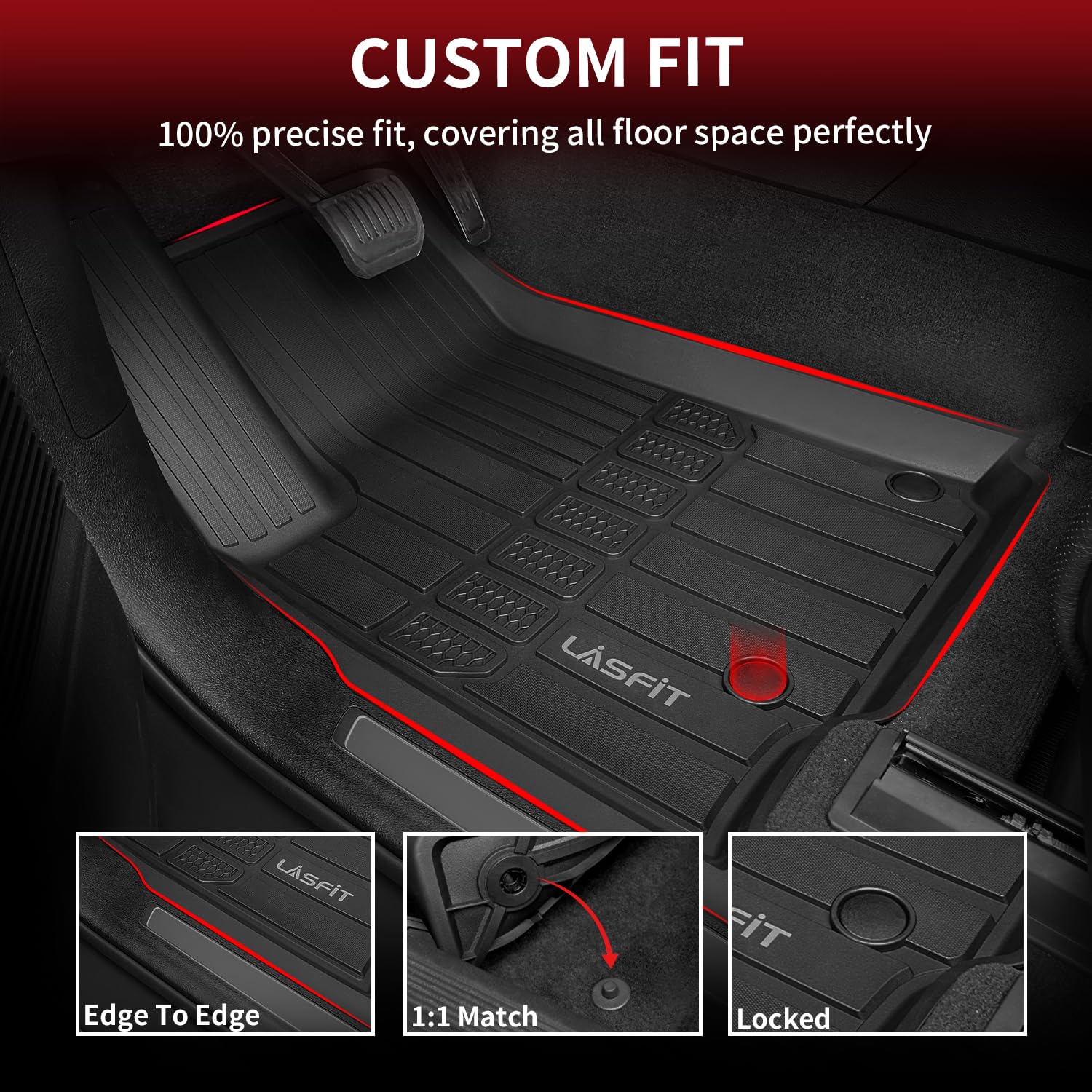 Lasfit Floor Mats & Trunk Mat For Jeep Grand Cherokee L 2021-2025 (Only For 6-Passenger Without Center Console) All Weather Cust