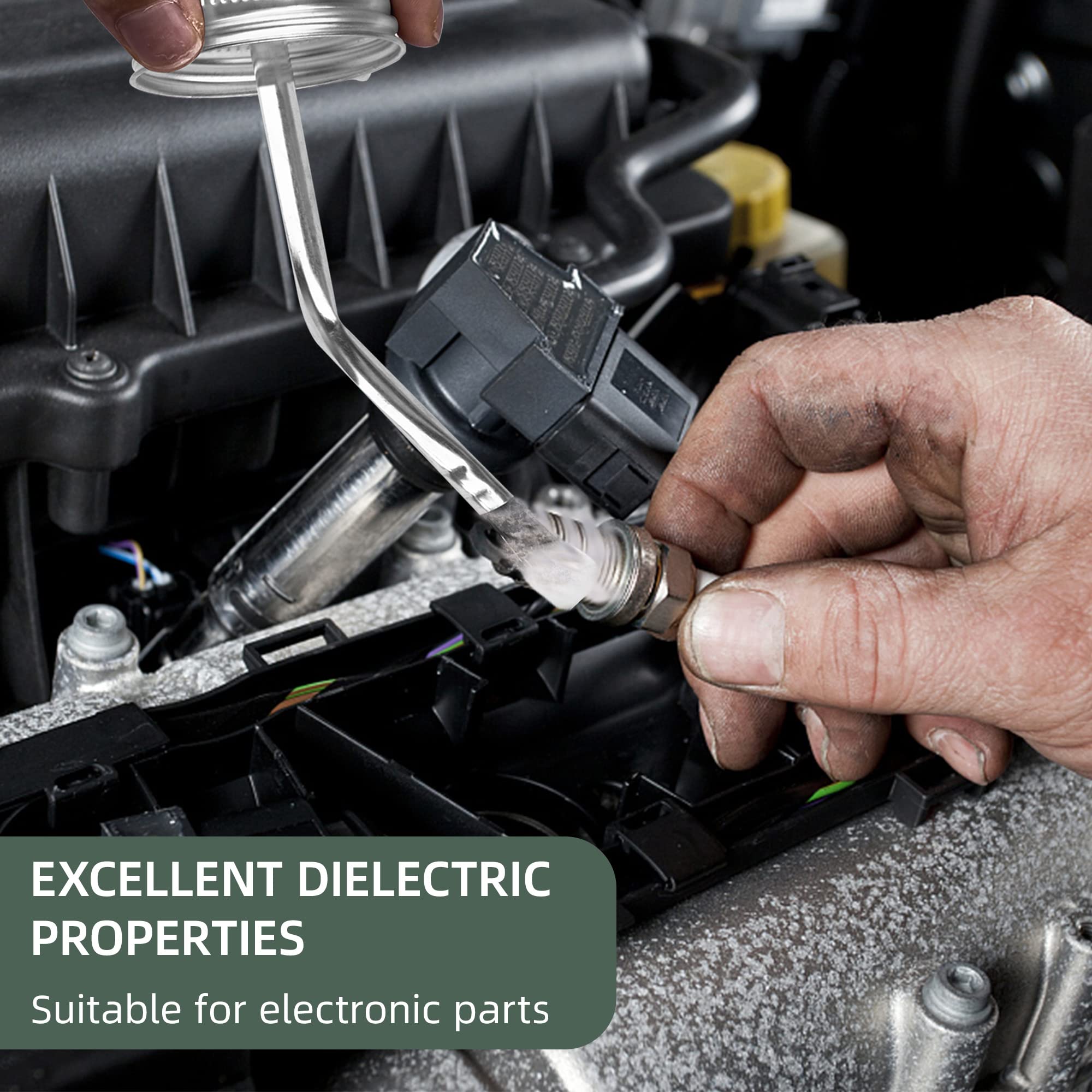 8Oz Silicone Paste, 100% Dielectric Grease With A Curve Brush, A Straight Brush And A Towel, Universal Excellent Lubricant Silic