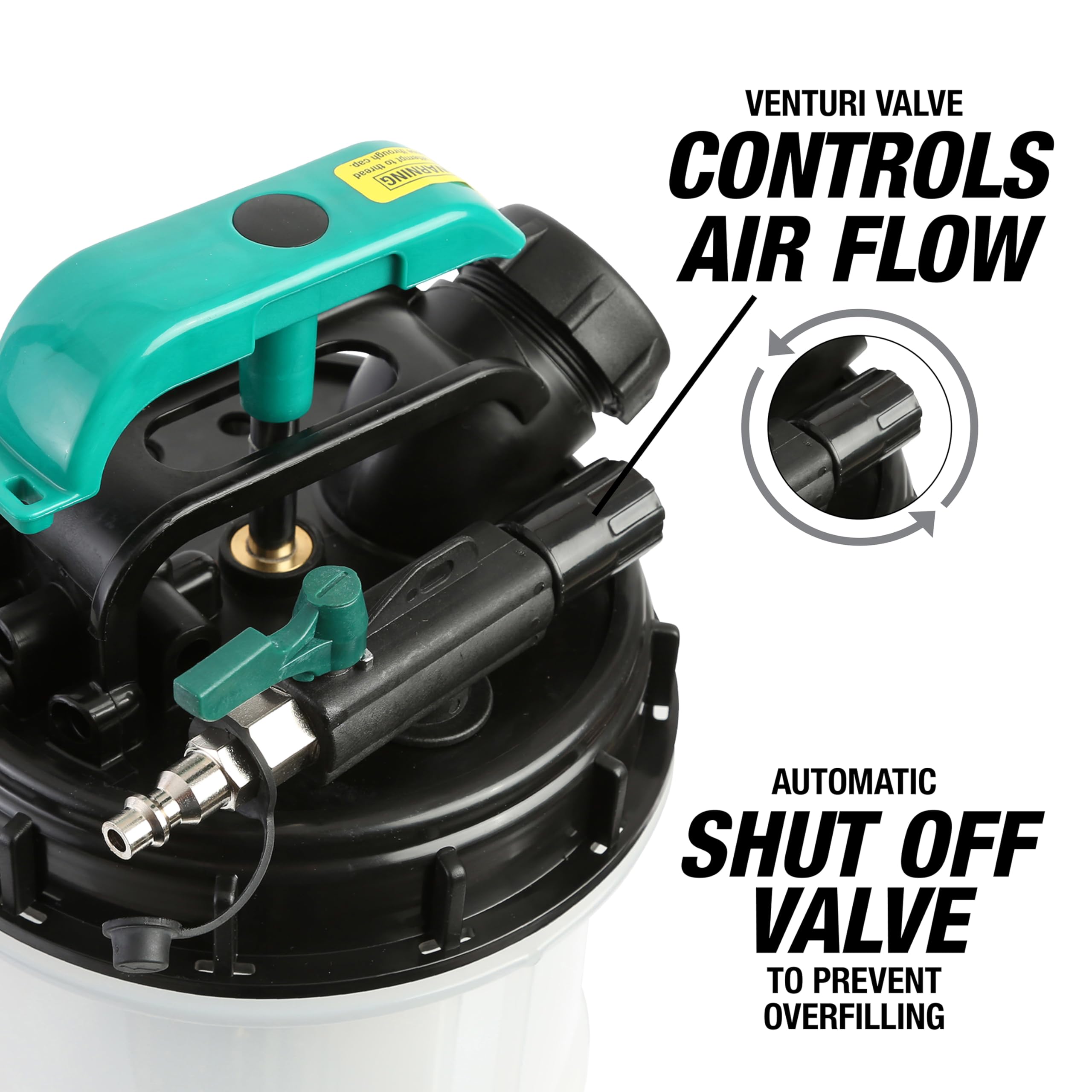 OEMTOOLS 24937 6-Liter Pneumatic/ Manual Fluid Pump Extractor, 5ft Main Suction Hose, Oversized Pumping Handle, Leak Proof, For Automotive Oil Change