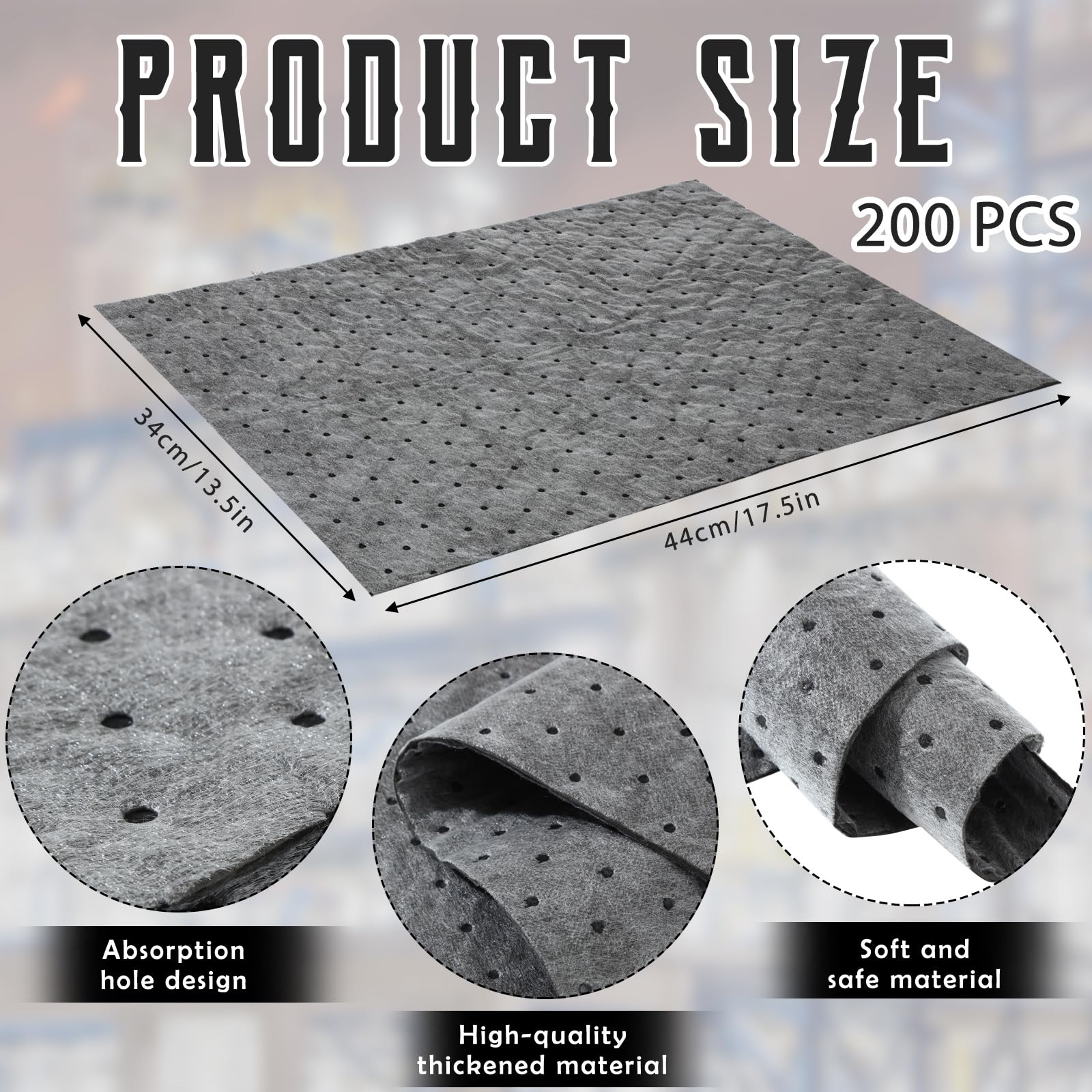 Hoolerry 100 Pcs Oil Absorbent Pads Weight Dimpled Pad Garage Accessories Water Absorbent Mat Oil Spill Mat for Absorbing Protec