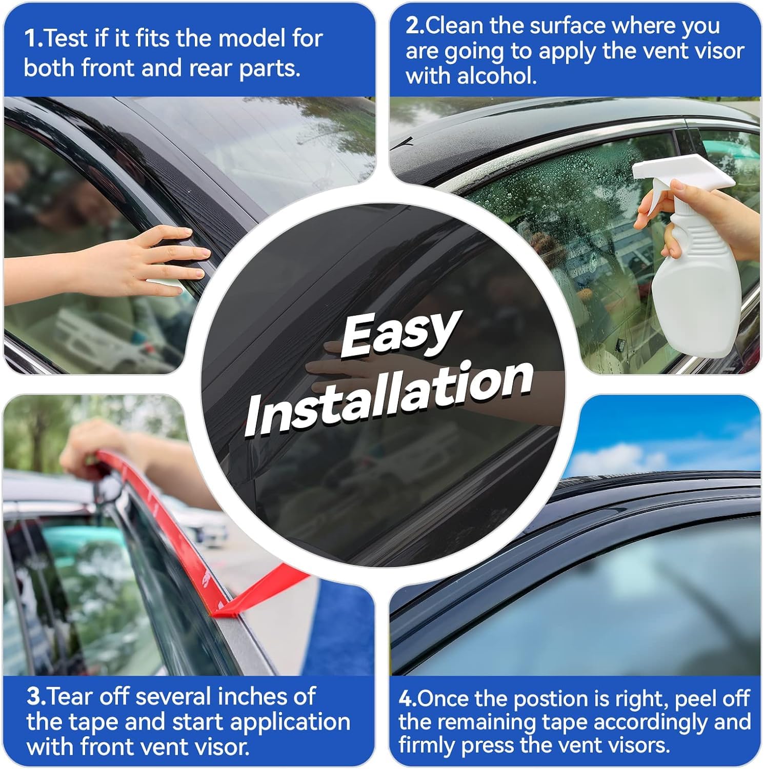 Window Visors Rain Guards for 2015-2024 Nissan Murano, Out-Channel Window Vent Wind Deflectors Visors Shades for 15-24 Murano S