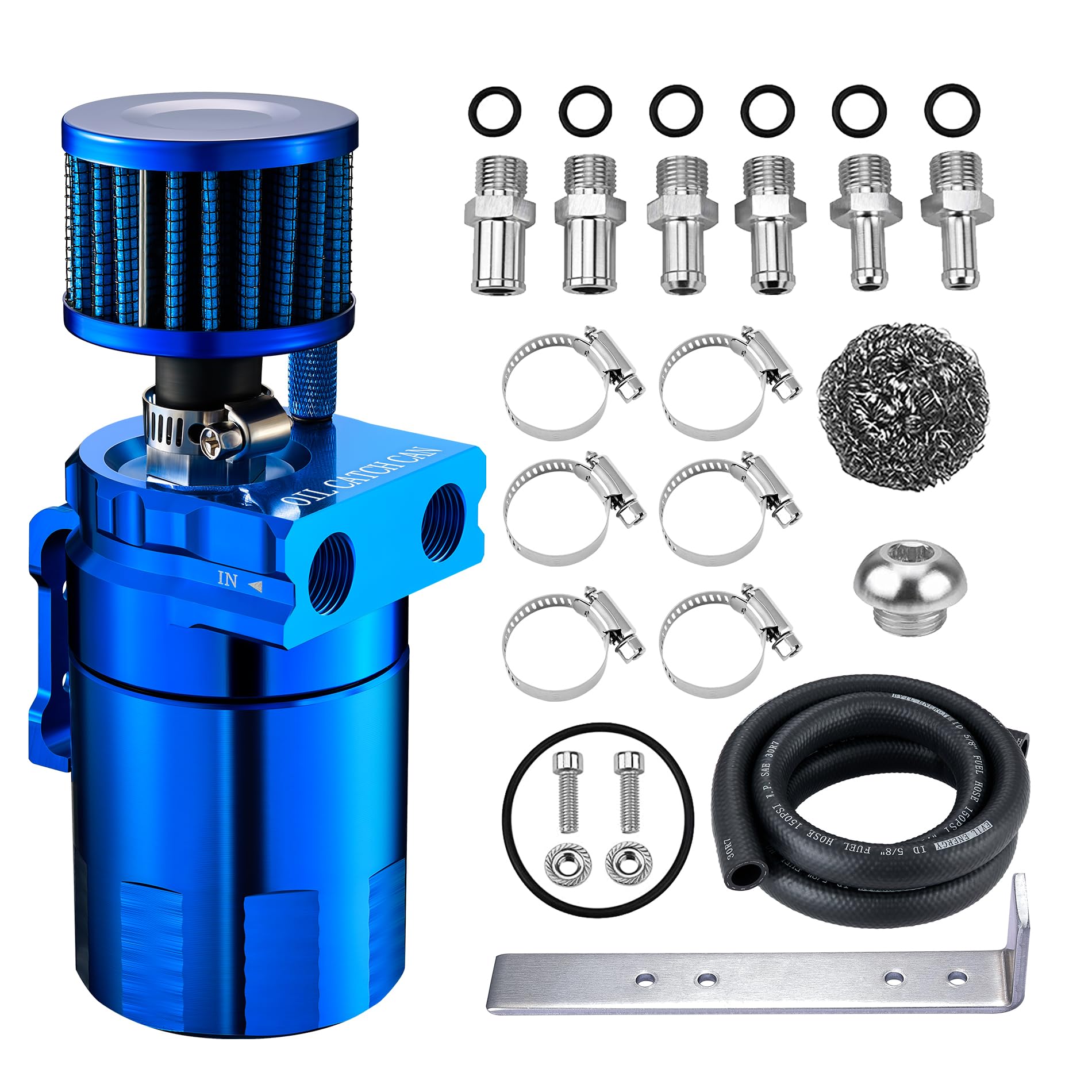 Evil Energy Oil Catch Can, 300Ml Baffled Oil Can With Breather Filter, Universal Aluminum Air Oil Separator Breather Tank With 3