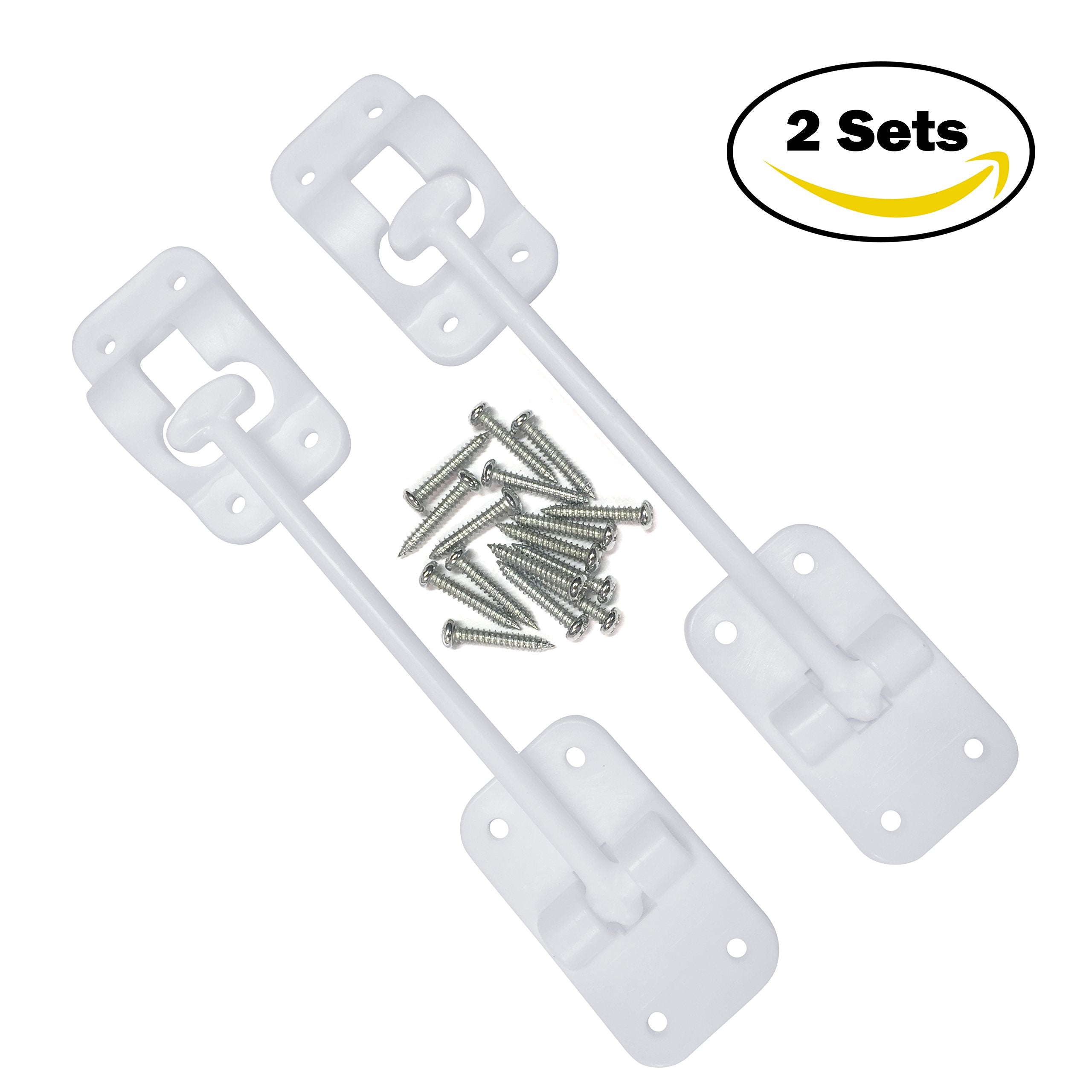 Camp'N T-Style 6 Door Latch-Holder-Catch With Hardware For Rv, Trailer, Camper, Motor Home, Cargo Trailer - Oem Replacement (White 2-Piece)