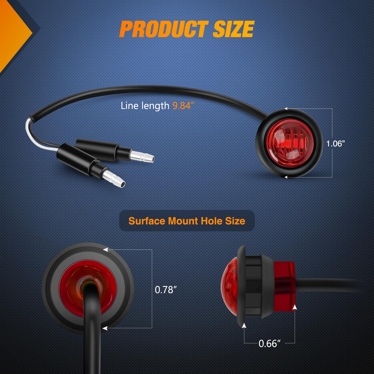 Nilight 3/4Inch Round Marker Light 10Pcs Red Led Clearance 2 Connectors Side Indicator Bullet Lights Ip68 Waterproof For Trailer