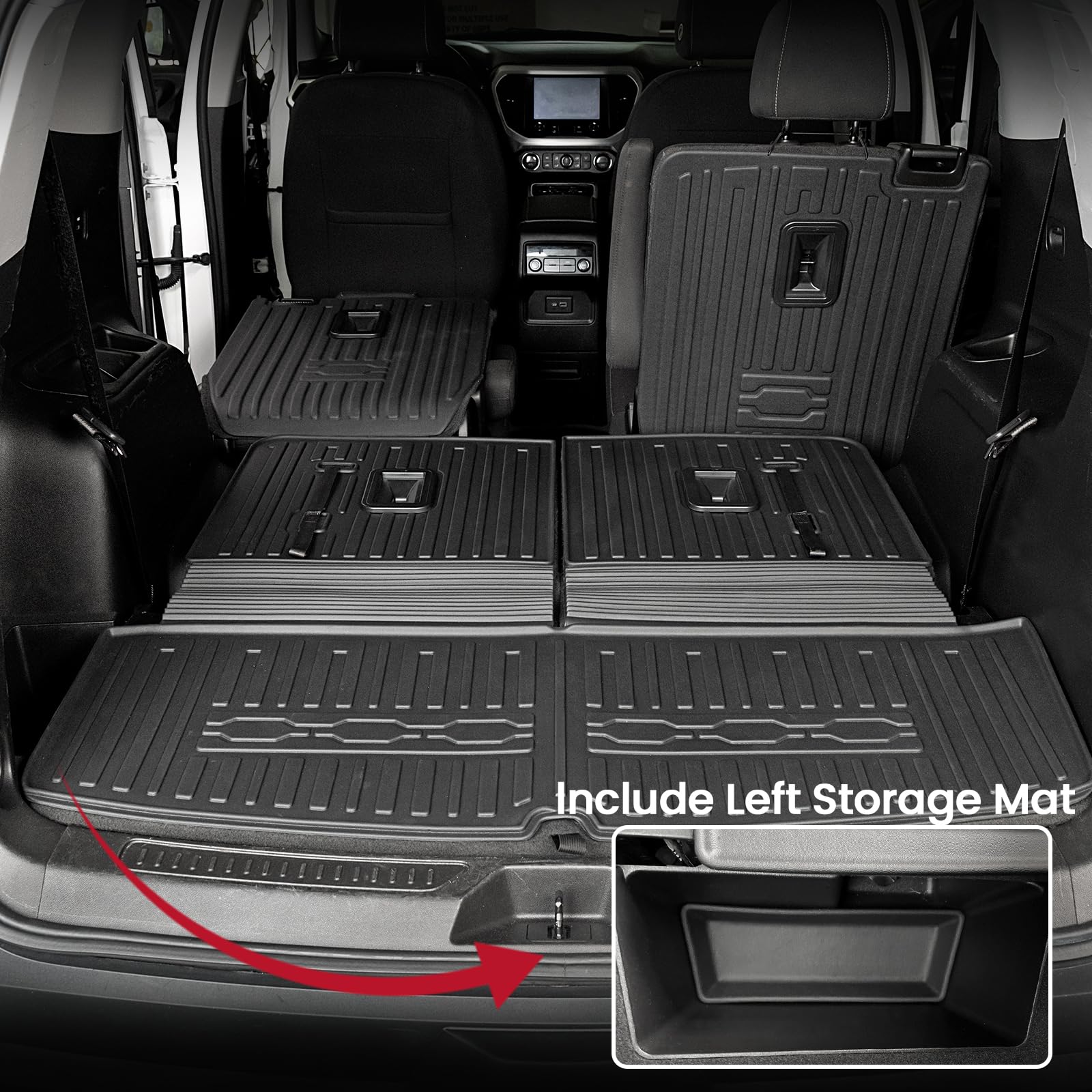 JOULARISE Cargo Mat & Backrest Mats for 2017-2023 GMC Acadia, All-Weather TPE, 21.85 x 2.56 x 21.26 inches