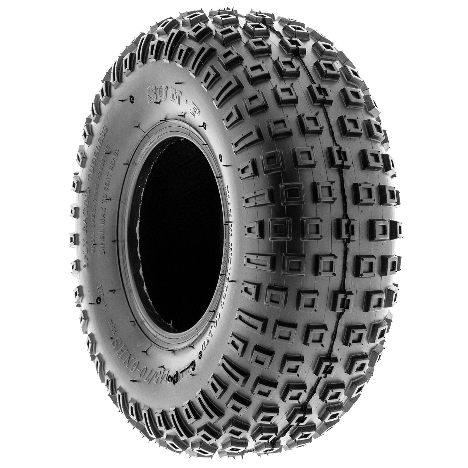 SUNF 145/70-6 UTV Tire Pair - Loose Terrain Hardpack, 6 PR, Black, Ideal for Off-Road Vehicles