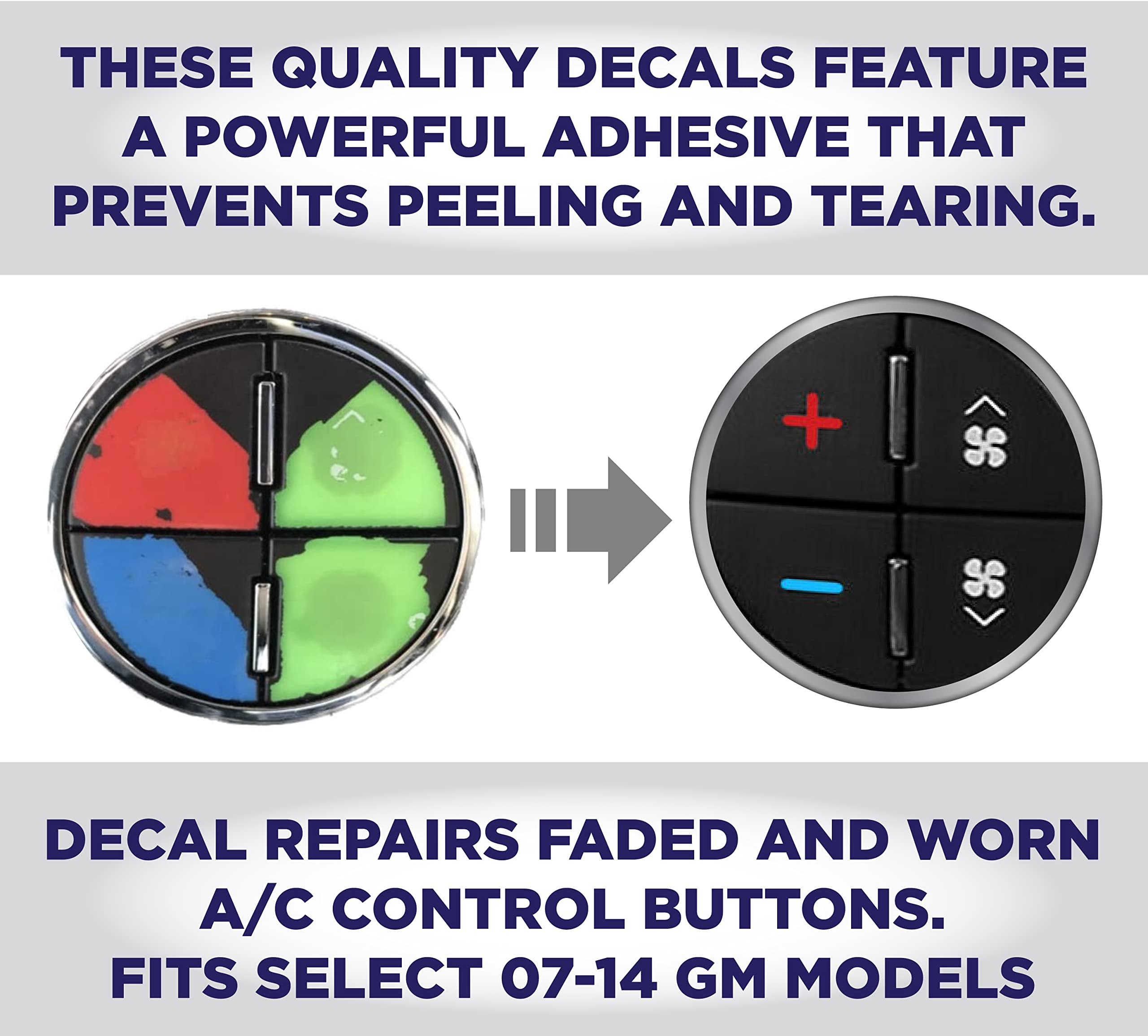 Ecoauto Ac Dash Button Repair Kit For Select Gm Vehicles - Fix Ruined Faded A/C Controls Premium Design & Made In Usa (Pack Of 2)