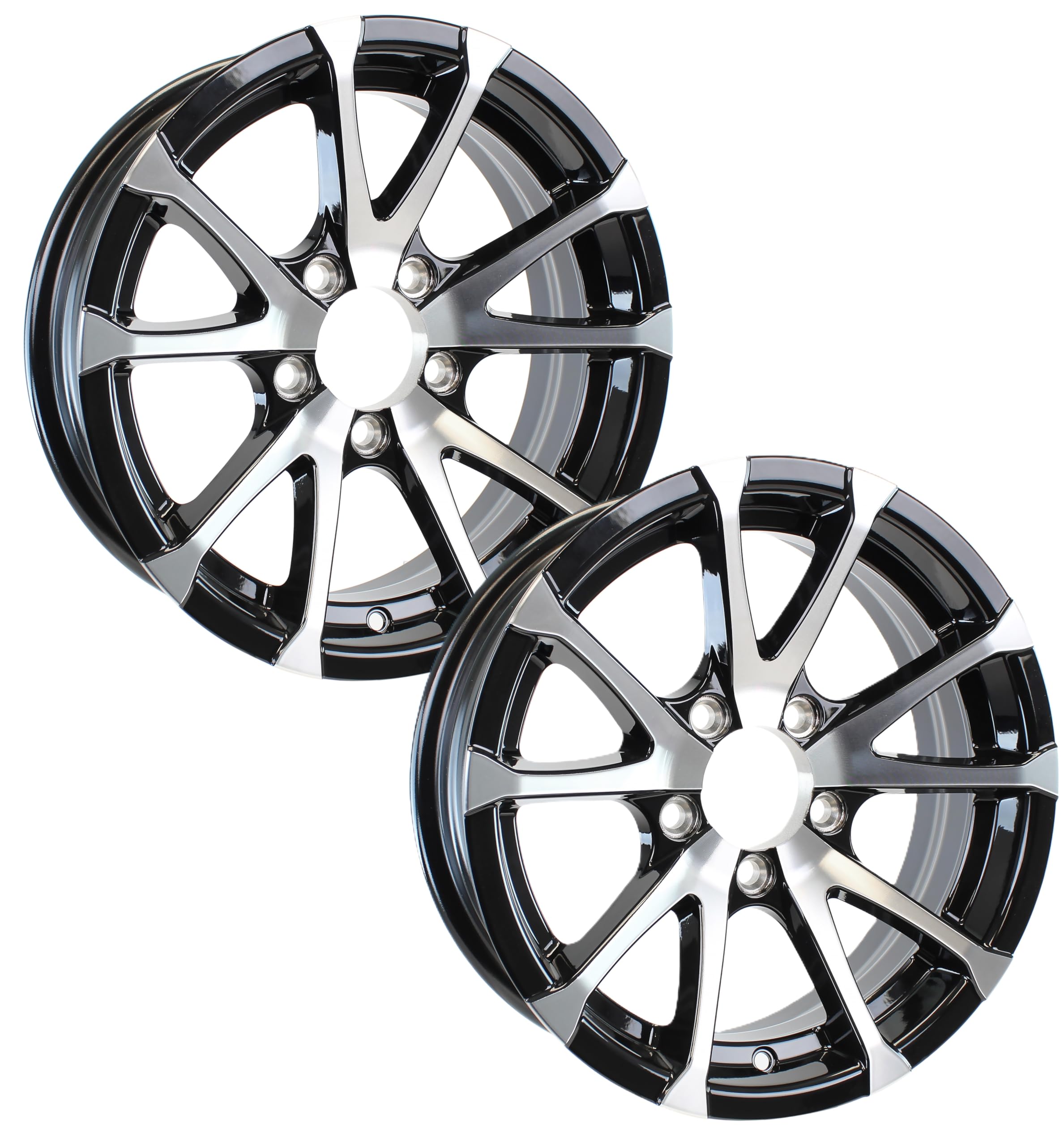 eCustomrim 2-Pack Aluminum Trailer Wheels 12X4 12 Rim Black Machined 5 Lug