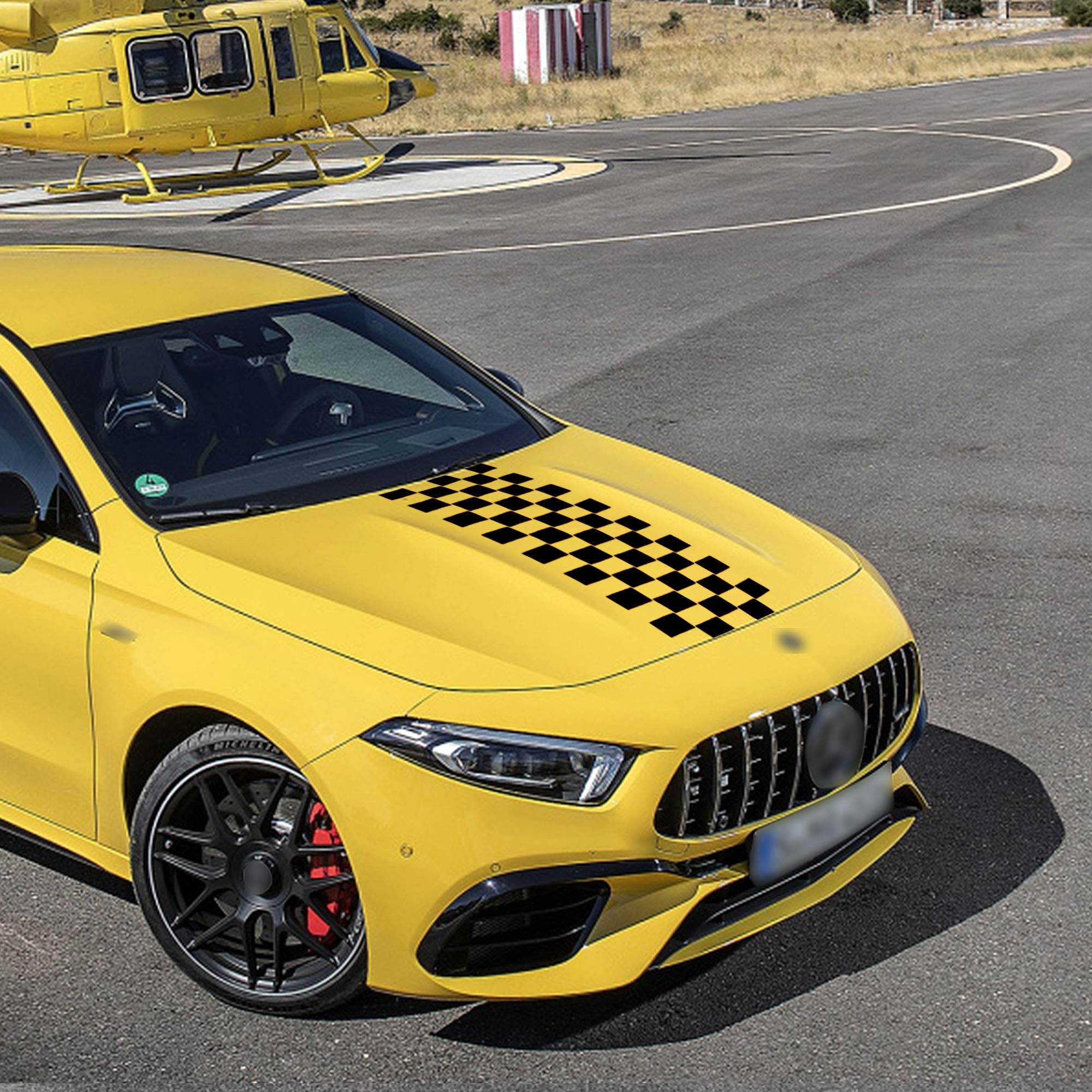 Tomall 49.8'X 9.2' Hood Stripe Sticker For Car Auto Racing Body Side Stripe Decal For Car Skirt Roof Hood Bumper Stripe Decal Vinyl Modified Stripe Decal Decoration For Car Hood (Black)