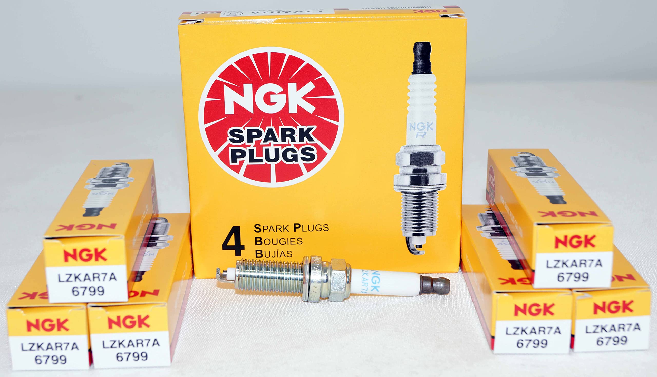 Ngk Spark Plug Lzkar7A 6799 (Pack Of 6) For Kubistar 1007 206 207 307 Clio Kangoo Symbol Twingo Reach 26.5Mm Gap 0.9Mm Resistor 
