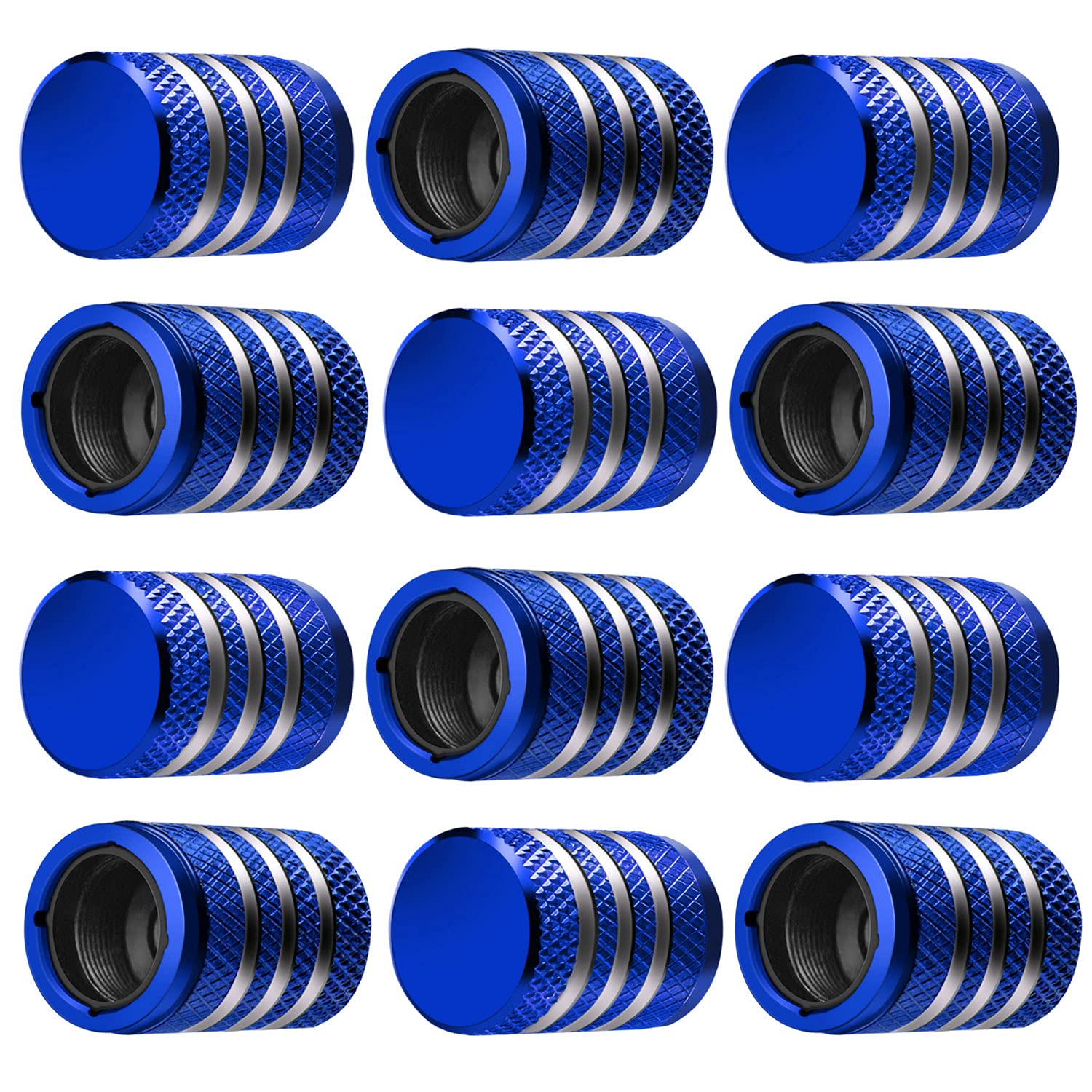 Tire Valve Stem Cap Cover - (12 Pack) Tire Air Caps Metal With Plastic Liner Corrosion Resistant Leak-Proof For Car Truck Motorcycle Suv And Bike