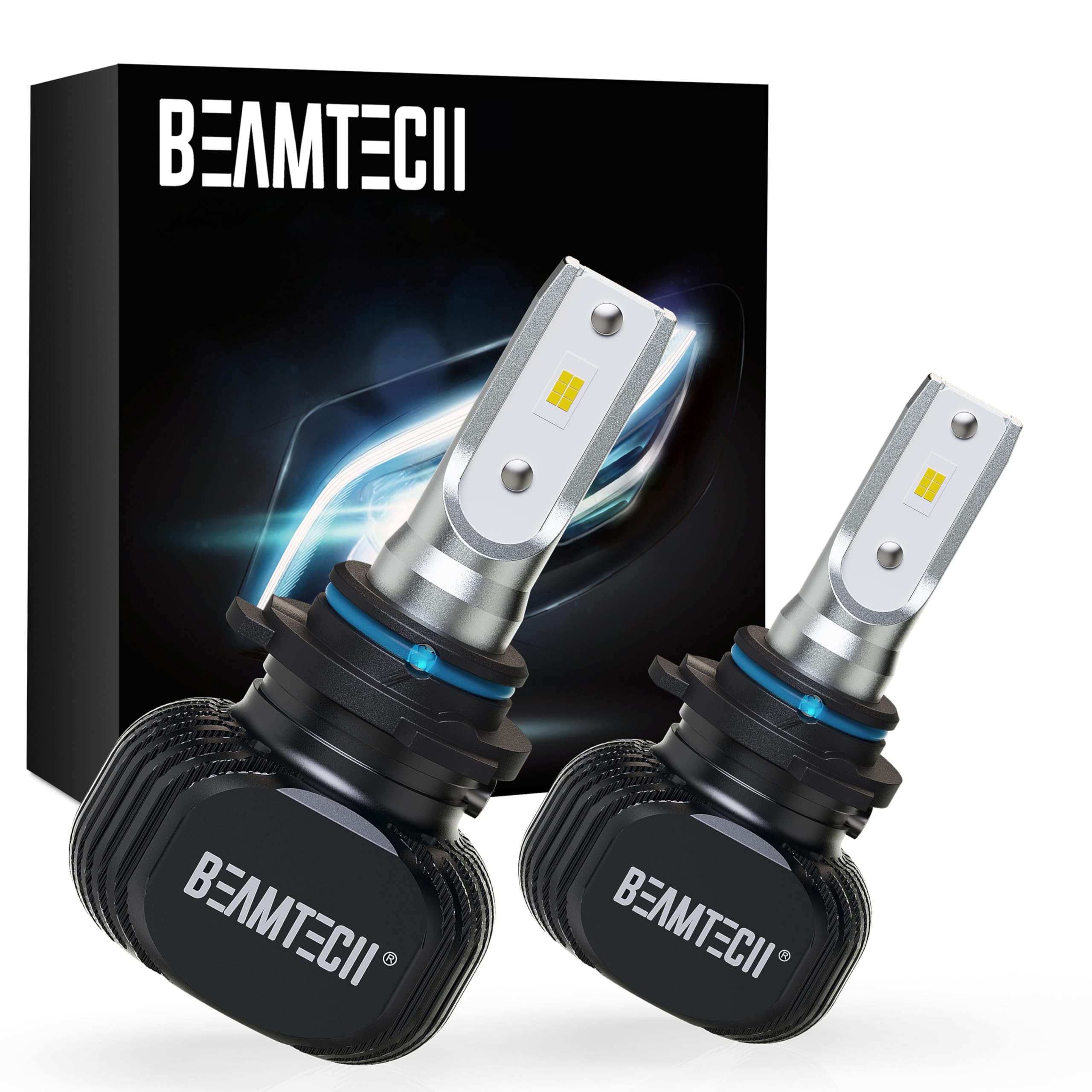 Beamtech 9006/Hb4 Bulbs, S1 Series Fanless Fog Light 300% Brighter 6500K Xenon White, 2 Bulbs