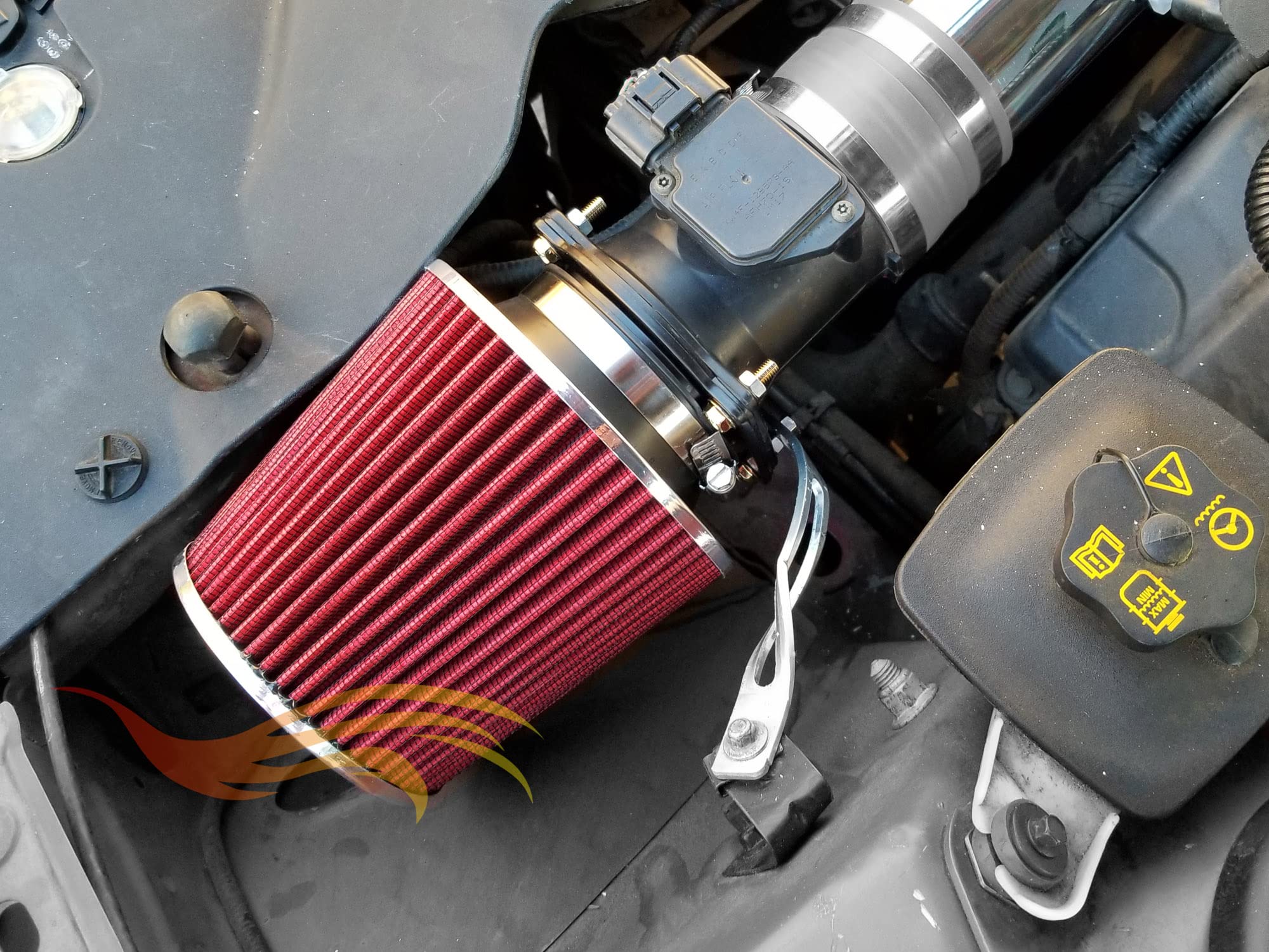 Red 6 152 Mm Inlet Truck Cold Air Intake Cone Replacement Performance Washable Clamp-On Dry Air Filter (8 Tall)
