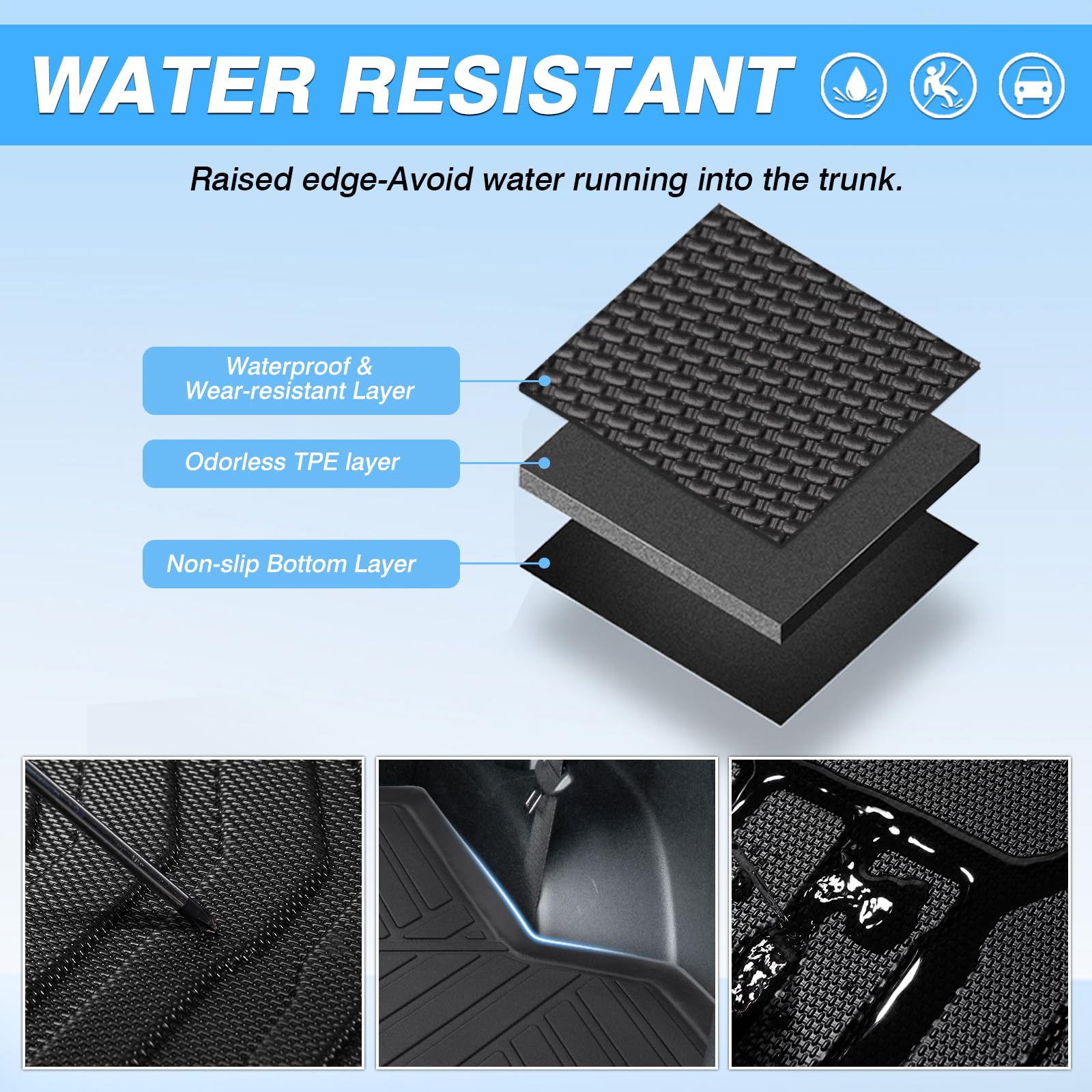 Powerty Cargo Liner For 2019-2023 2024 Kia Forte Accessories Cargo Mat All Weather Cargo Trunk Mat Heavy-Duty Tpe Car Rear Trunk