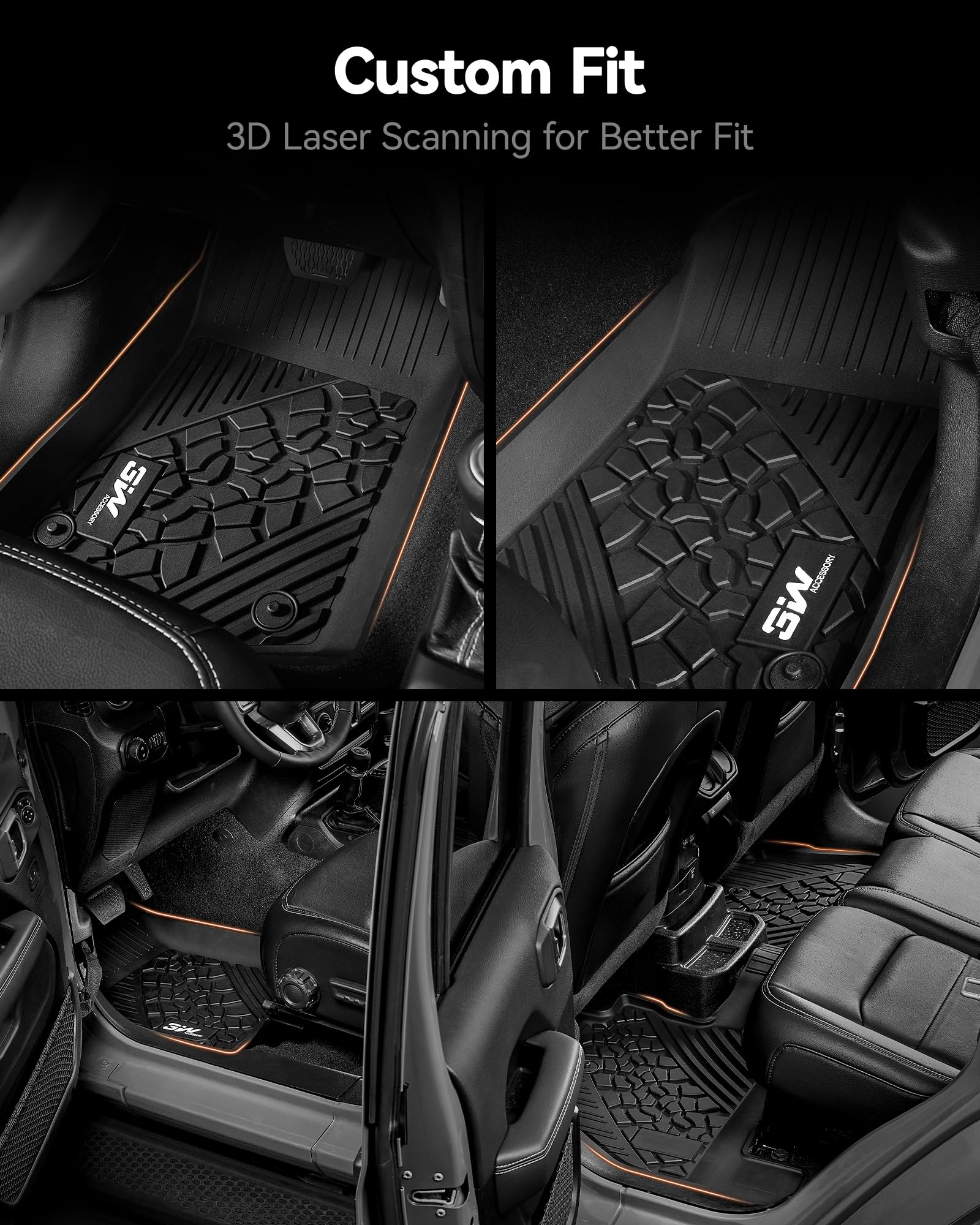 3W Cargo Liner Custom Fit For Jeep Wrangler 4Xe 2021 2022 2023 2024 2025 Hybrid 4 Door (Non Jl Or Jk), All Weather Waterproof Tp
