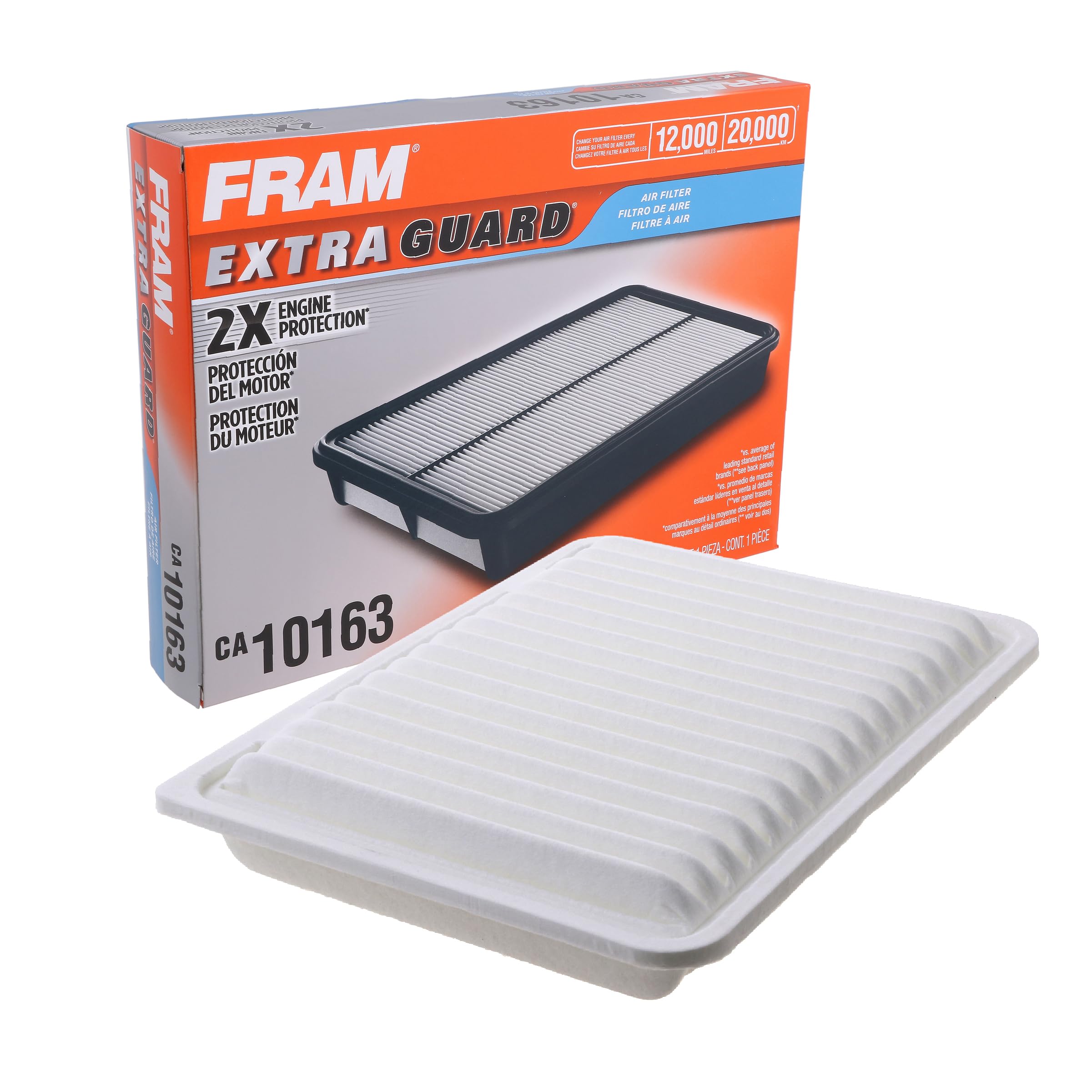 Fram Extra Guard Ca10163 Replacement Engine Air Filter For Select 2005-2022 Toyota Tacoma (2.7L), Provides Up To 12 Months Or 12