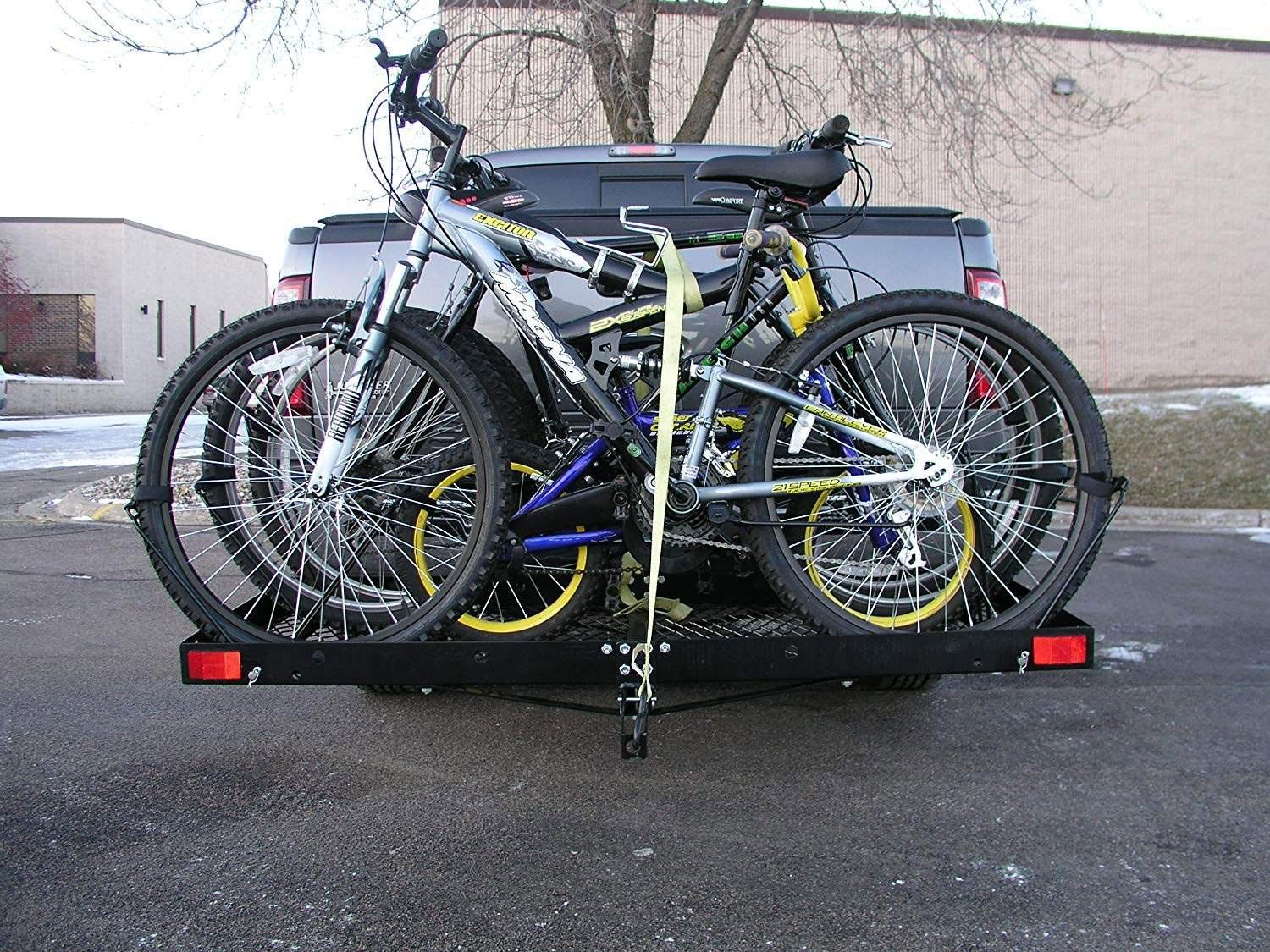Tow Tuff Steel Cargo Carrier with 4-Bike Rack, 500 lb Capacity, 27"x62", Fits 2" Receiver, Black, Model TTF-2762KR