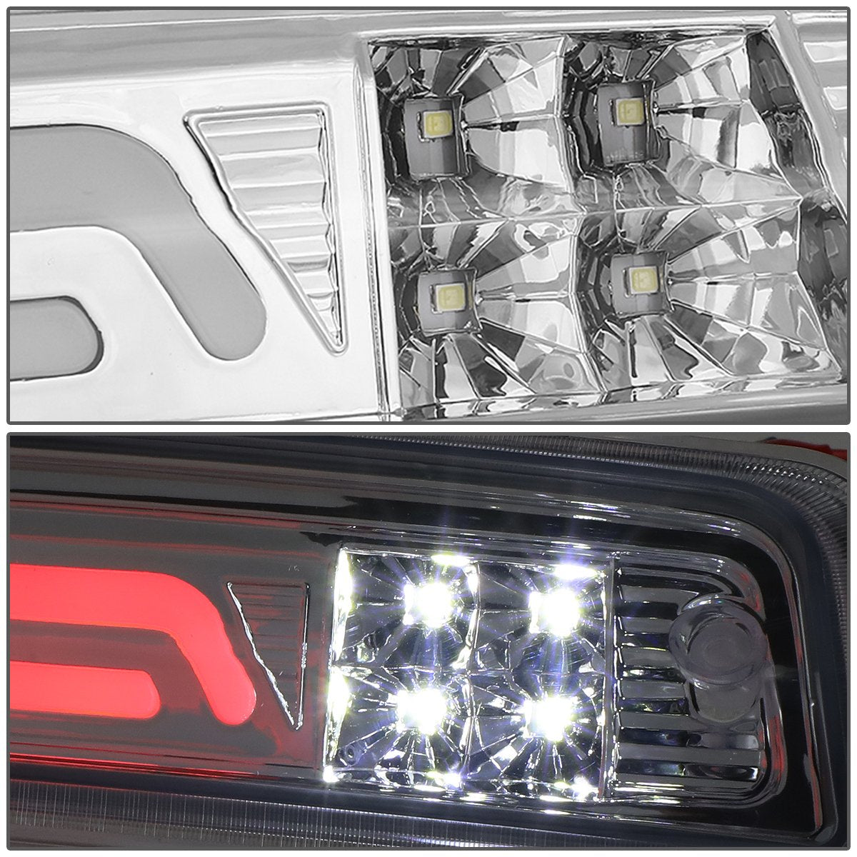 Dna Motoring 3Bl-Dram09-3D-Led-Ch Chrome Housing 3D Led High Mount 3Rd Third Brake Light [Compatible With 09-17 Dodge Ram 1500/1