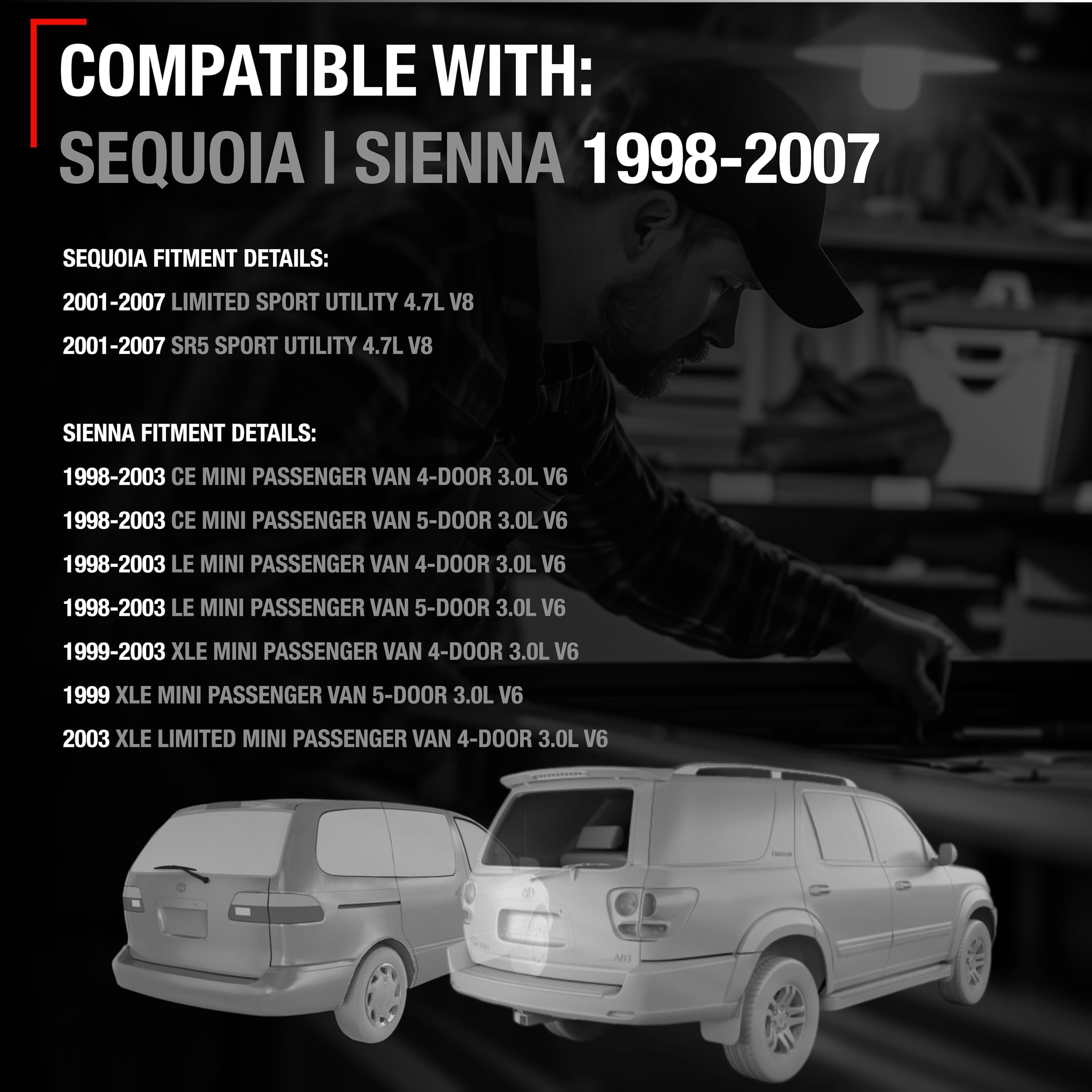 Tailgate Handle Assembly Replacement - Compatible With 2001-2007 Toyota Sequoia, 1998-2003 Sienna - Smooth Black, Plastic - Oem