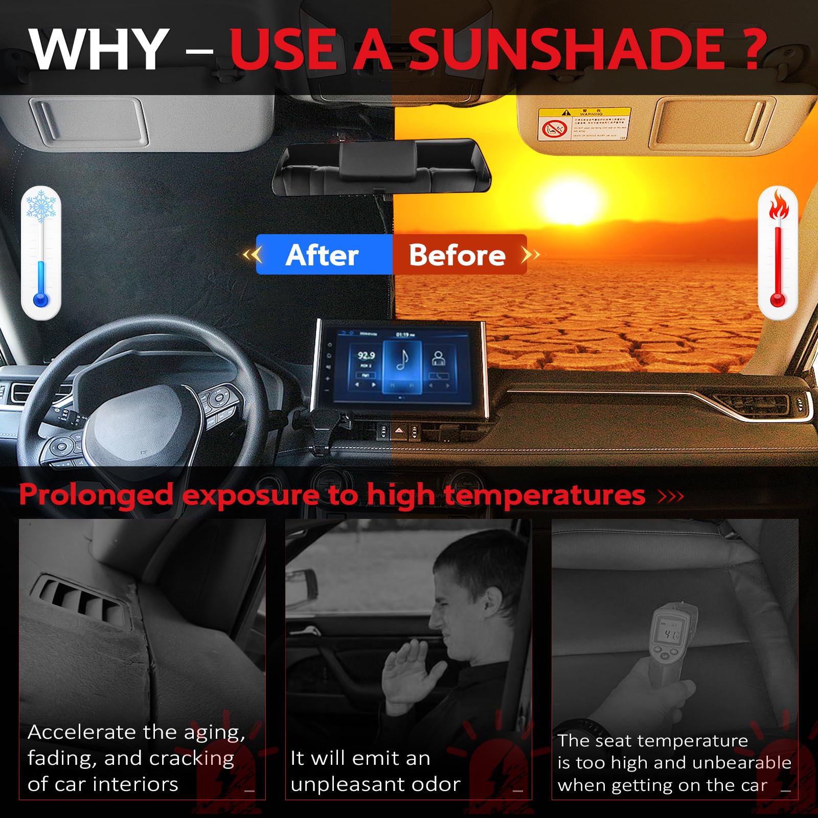 Kayzt Windshield Sun Shade For Toyota Corolla Hybrid Sedan 2020-2025 (Not For Corolla Cross) Foldable Sunshade Front Window Cust