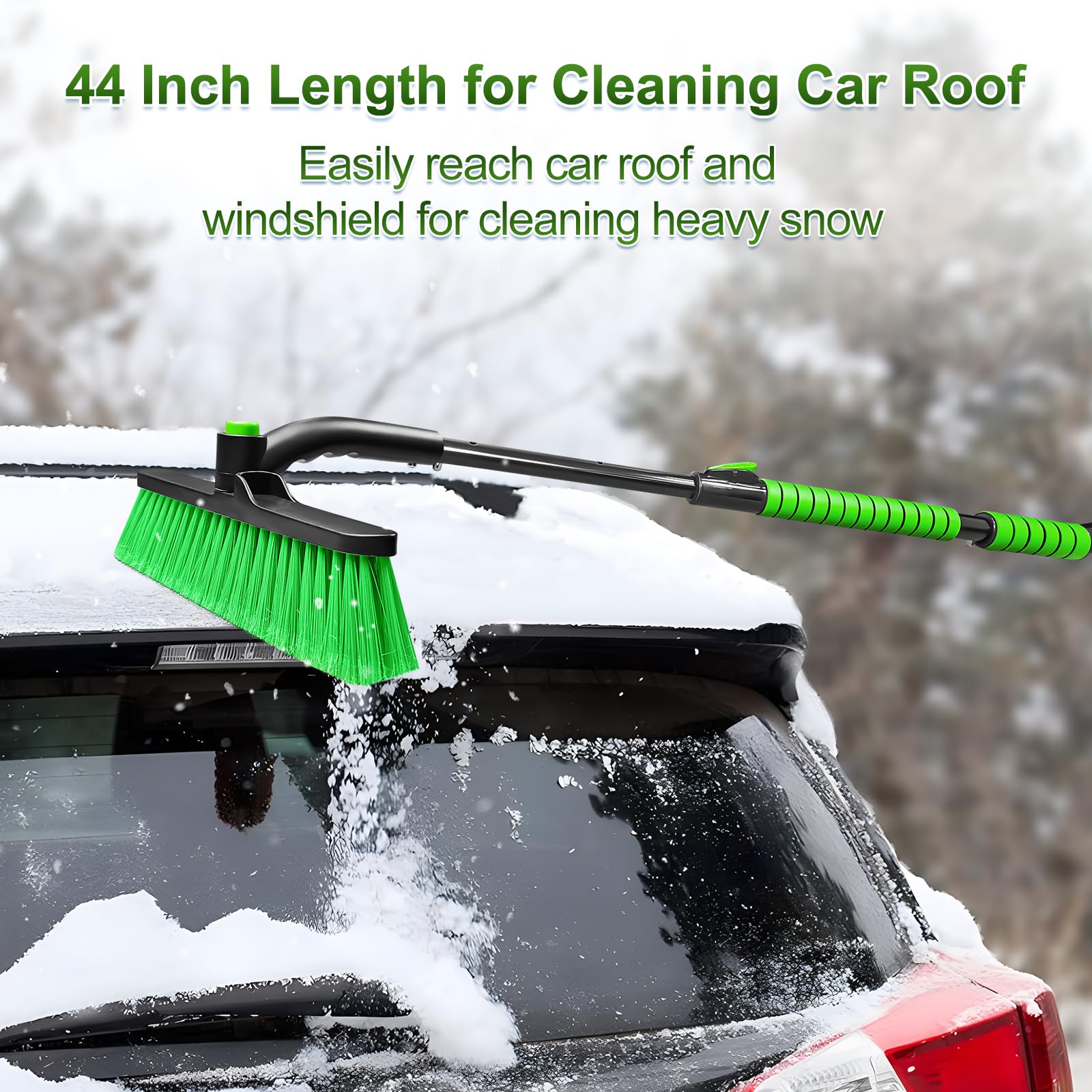 SEAAES 44 Inch Ice Scraper and Snow Brush for Car Windshield, Extendable Snow Removal Brush with Foam Grip for Truck SUV Vehicle
