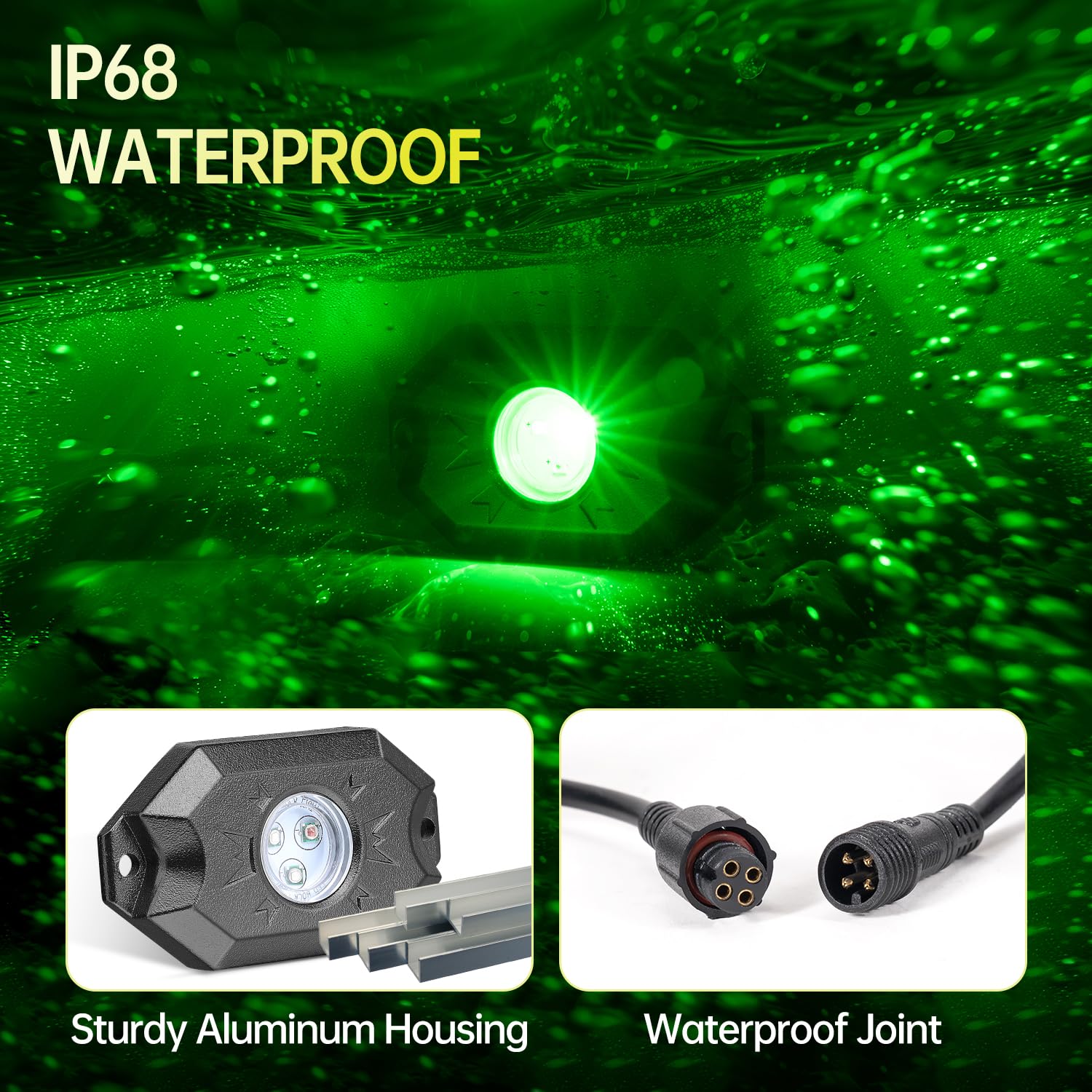 Ychow-Tech Rgb Led Rock Lights, 8 Pods Underglow Multicolor Neon Light Pod With Bluetooth App Control Timing Function, Music Mode Wheel Well Light For Truck Atv Utv Rzr Suv