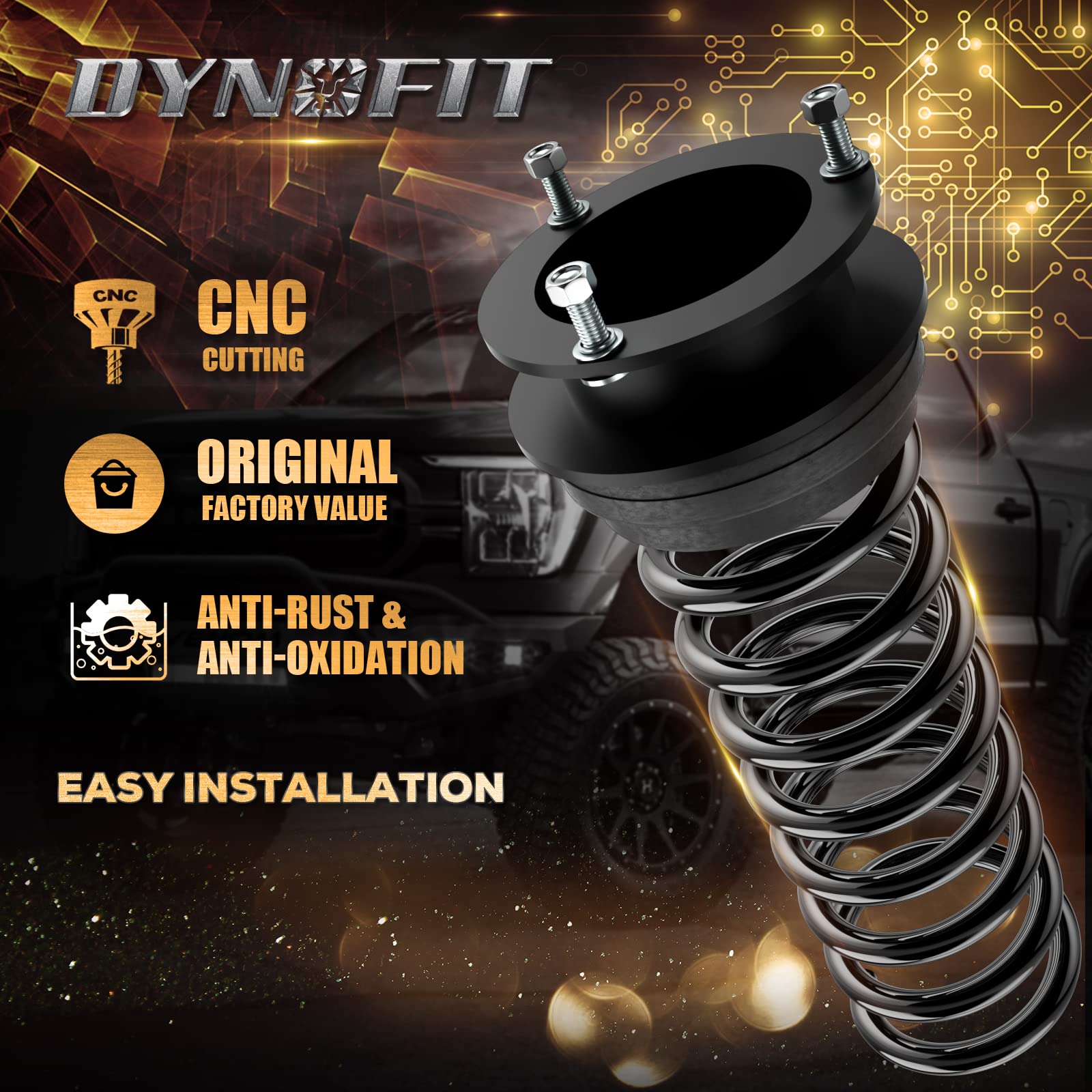 2.5 Front Leveling Lift Kits For 4Wd Dodge Ram 1500 1994-2001,1994-2013 Ram 2500,1994-2012 Ram 3500 Truck, (Set Of 2) 2.5 Inch Solid Steel Struct Spacers For 4X4 Br/Be/Dr/Dh/Ds/Dj Pick Up