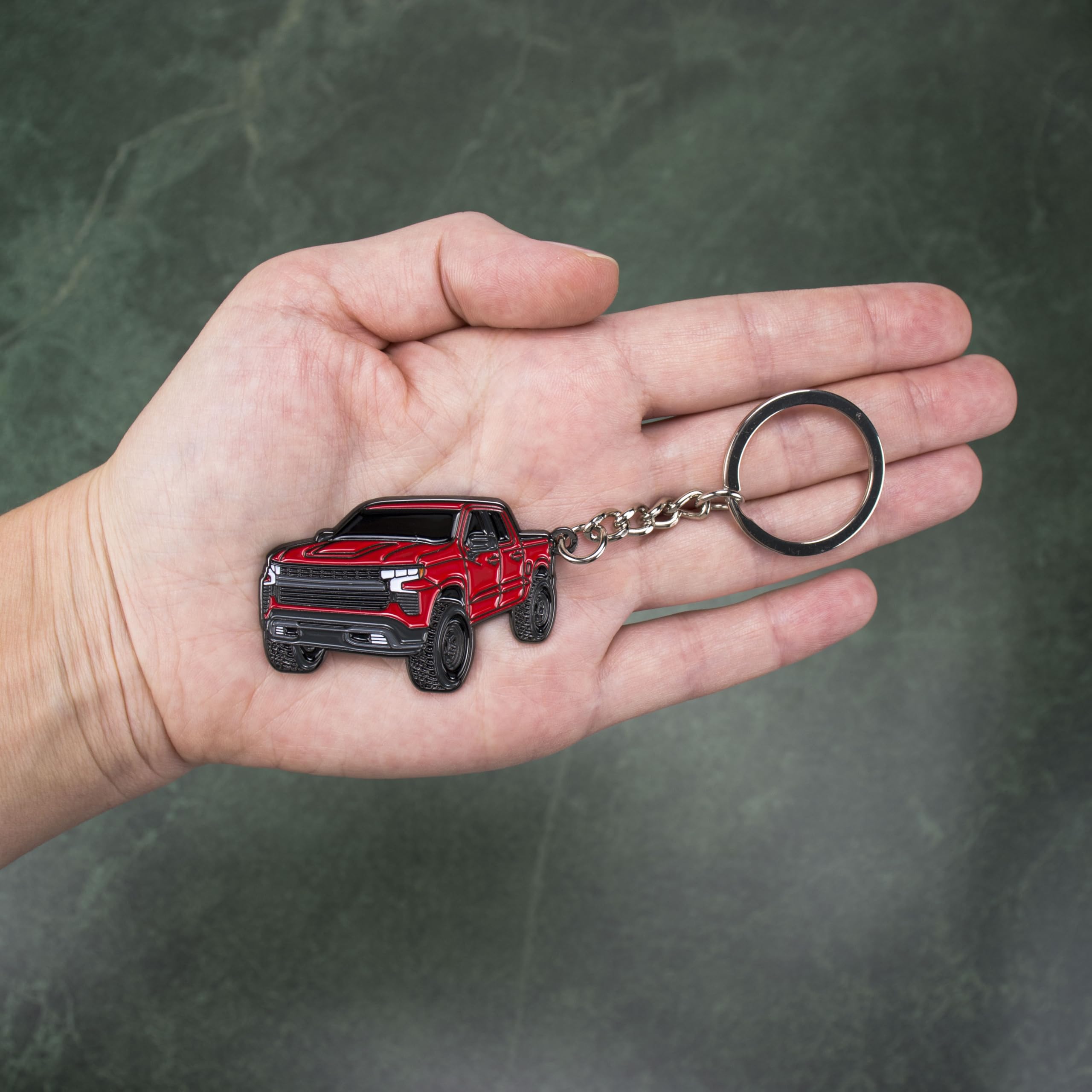Four Wheel Beast Chevy Keychain Compatible With Chevy Silverado 1500 Accessories - Truck Men Key Fob (Red)