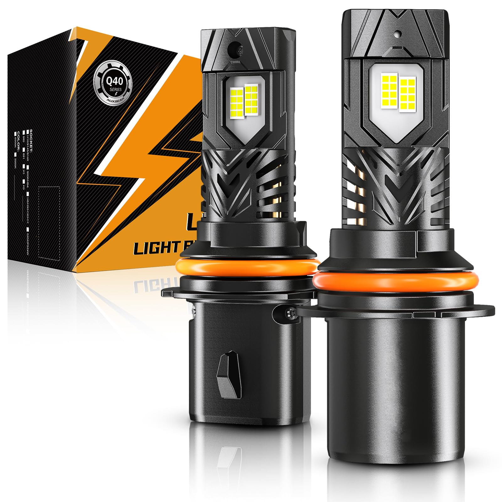 Auxbeam 9007 Hb5 Fog Light, 6500K 120W 30000Lm 800% Brighter, Wireless 9007 Powersports Light For Utv Atv Offroad Vehicles, Plug