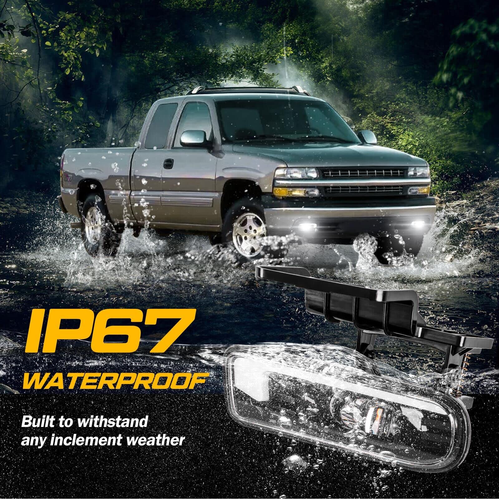 M Mibahe Led Fog Lights Dot Approved With Drl Compatible With 1999-2002 Chevy Silverado 1500 2500, 2000-2001 Silverado 3500, 200