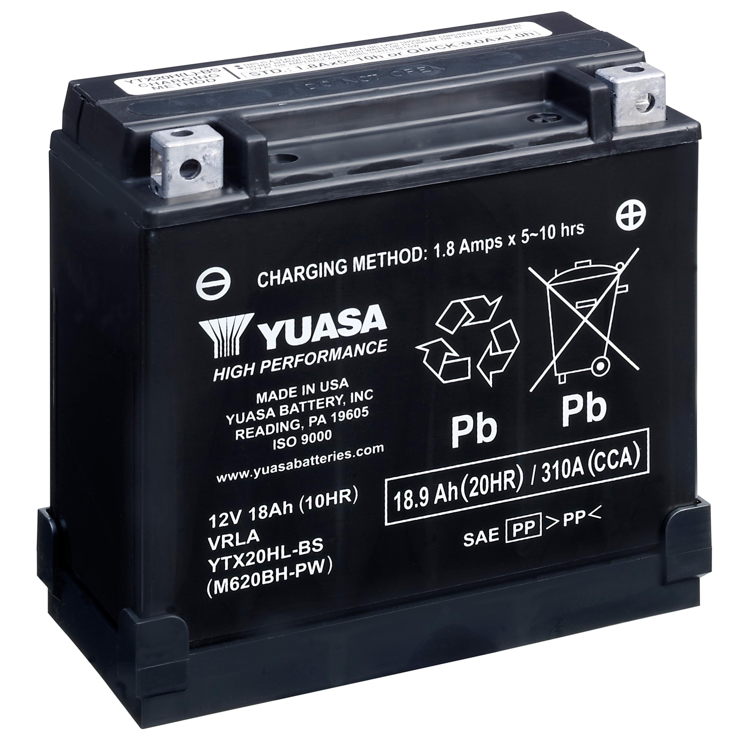 Yuasa Yuam620Bh-Pw Ytx20Hl-Bs-Pw Maintenance Free H Series Agm Battery With Acid Pack