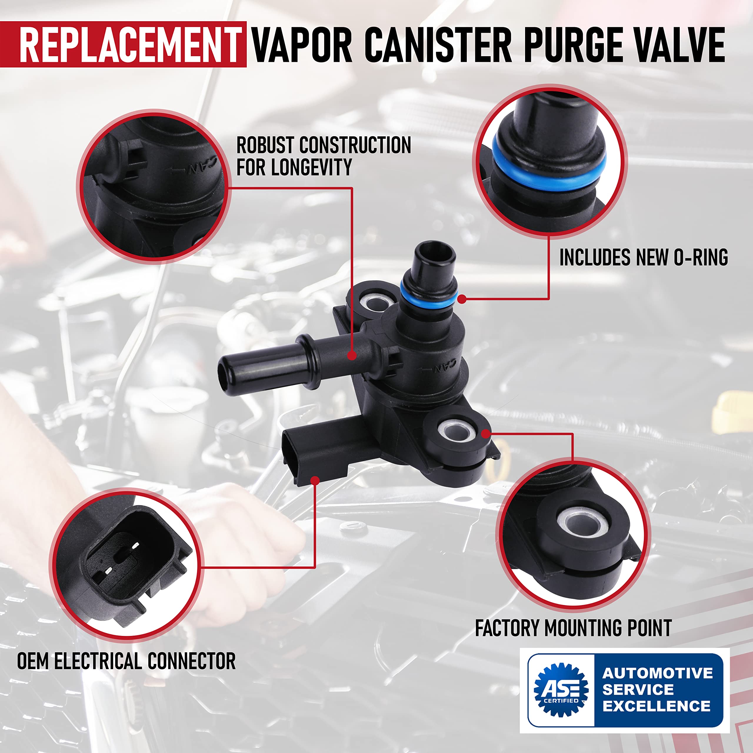 Vapor Canister Purge Valve - Replaces Cx-2409, Au5Z9C915B, Au5Z-9C915-B, 911-222 - Compatible With Ford, Mazda, Lincoln, Mercury