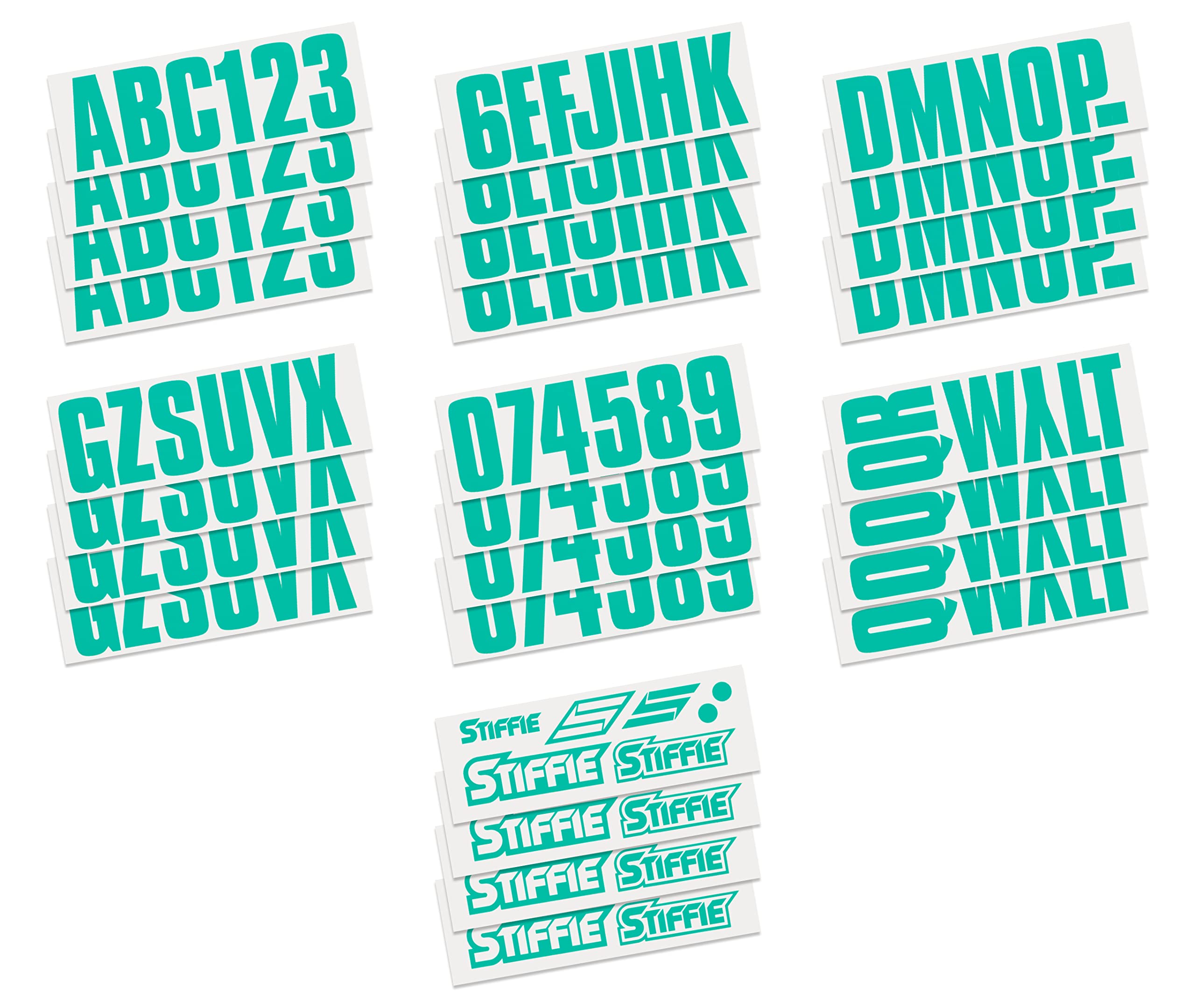 Uniline Sea Teal 3 Alpha-Numeric Registration Identification Numbers Stickers Decals For Boats & Personal Watercraft
