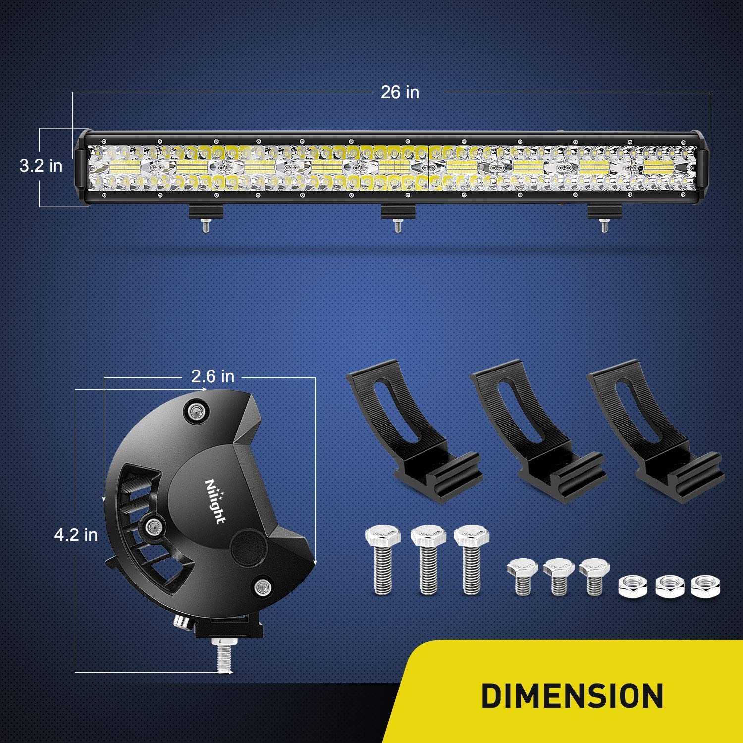 Nilight Led Light Bar 26Inch 540W Triple Row 50000Lm Flood Spot Combo Off Road Driving Lights With 14Awg Heavy Duty Wiring Harne