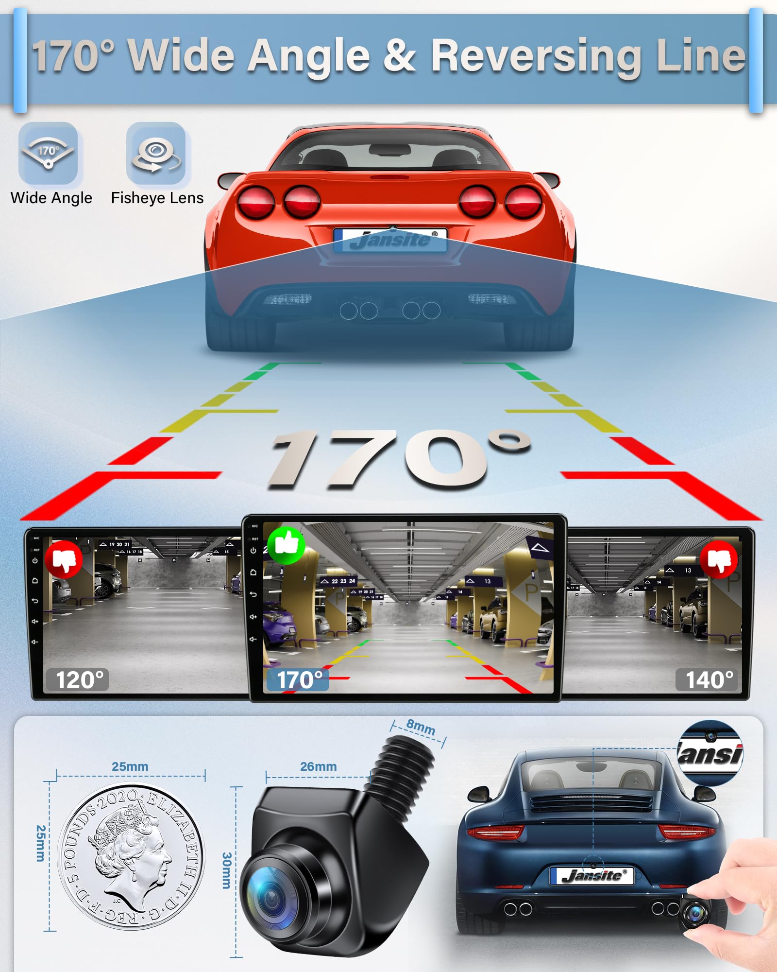 Ahd 1080P Backup Camera ?4 Signal Switch? 360 Rotatable Back Up Camera For Cars 170 Reverse Camera Night Vision Ip69K Waterproof