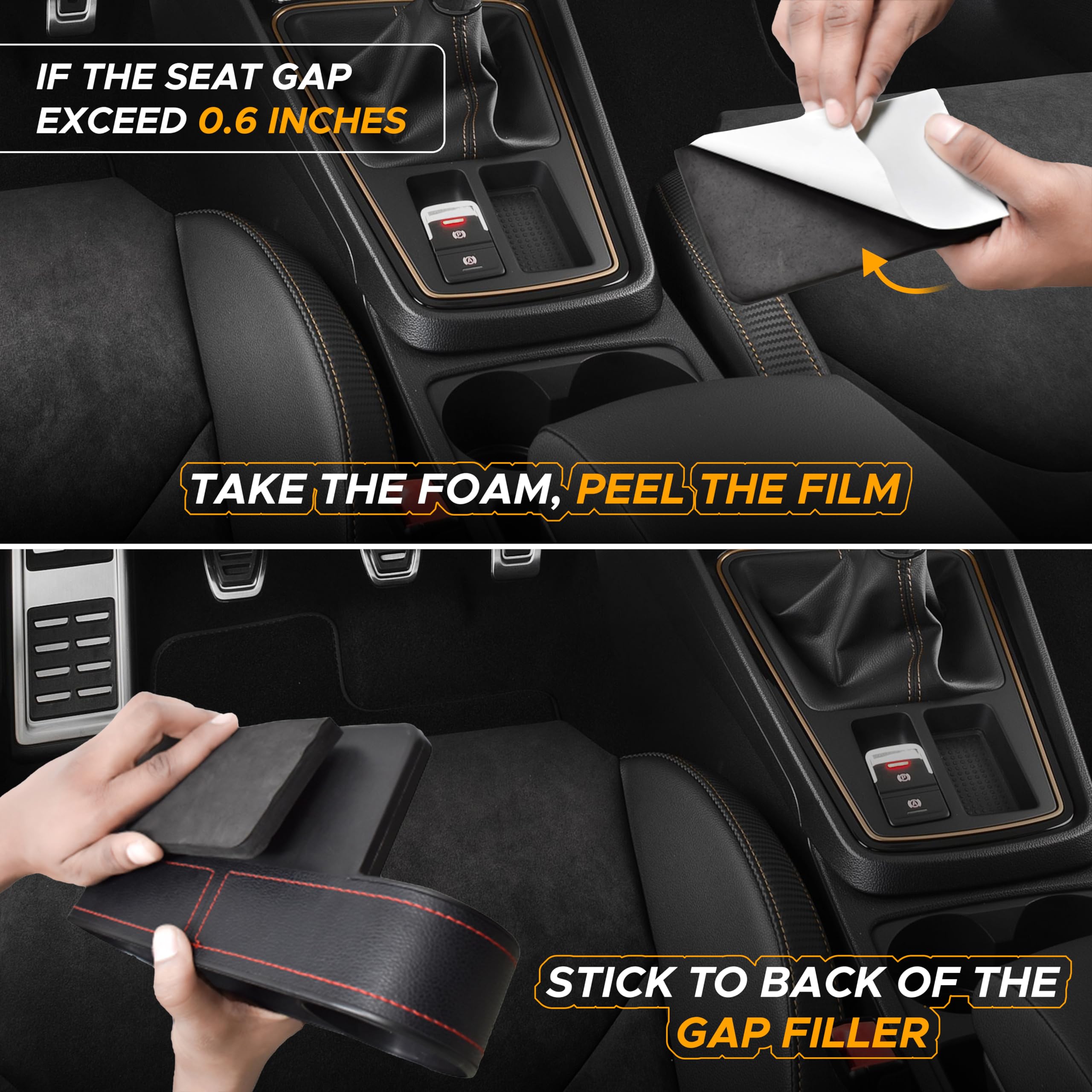 Econour Car Seat Gap Filler Organizer | Multifunctional Front Seat Organizer With 2 Bonus Headrest Hooks | Storage Box In Between Seats Organizer With Cup Holder | Car Interior Seat Gap Accessories