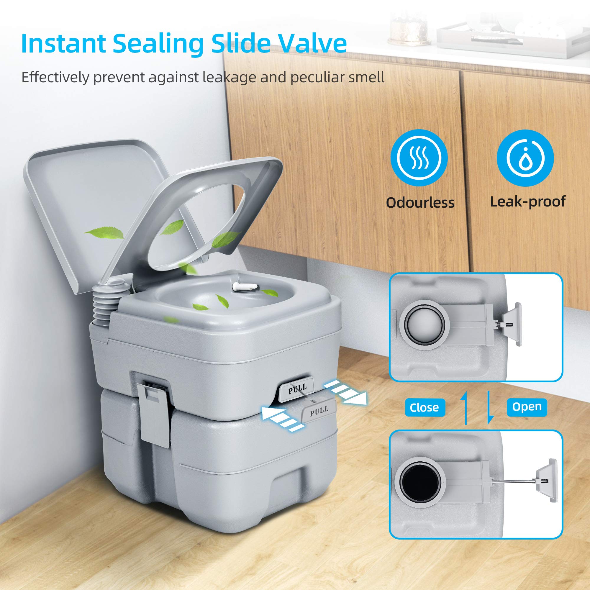 Yitahome Portable Toilet Travel Rv Potty, 5.3 Gallon Detachable Waste Tank For Effortless Cleaning, Press Flush Pump, For Campin