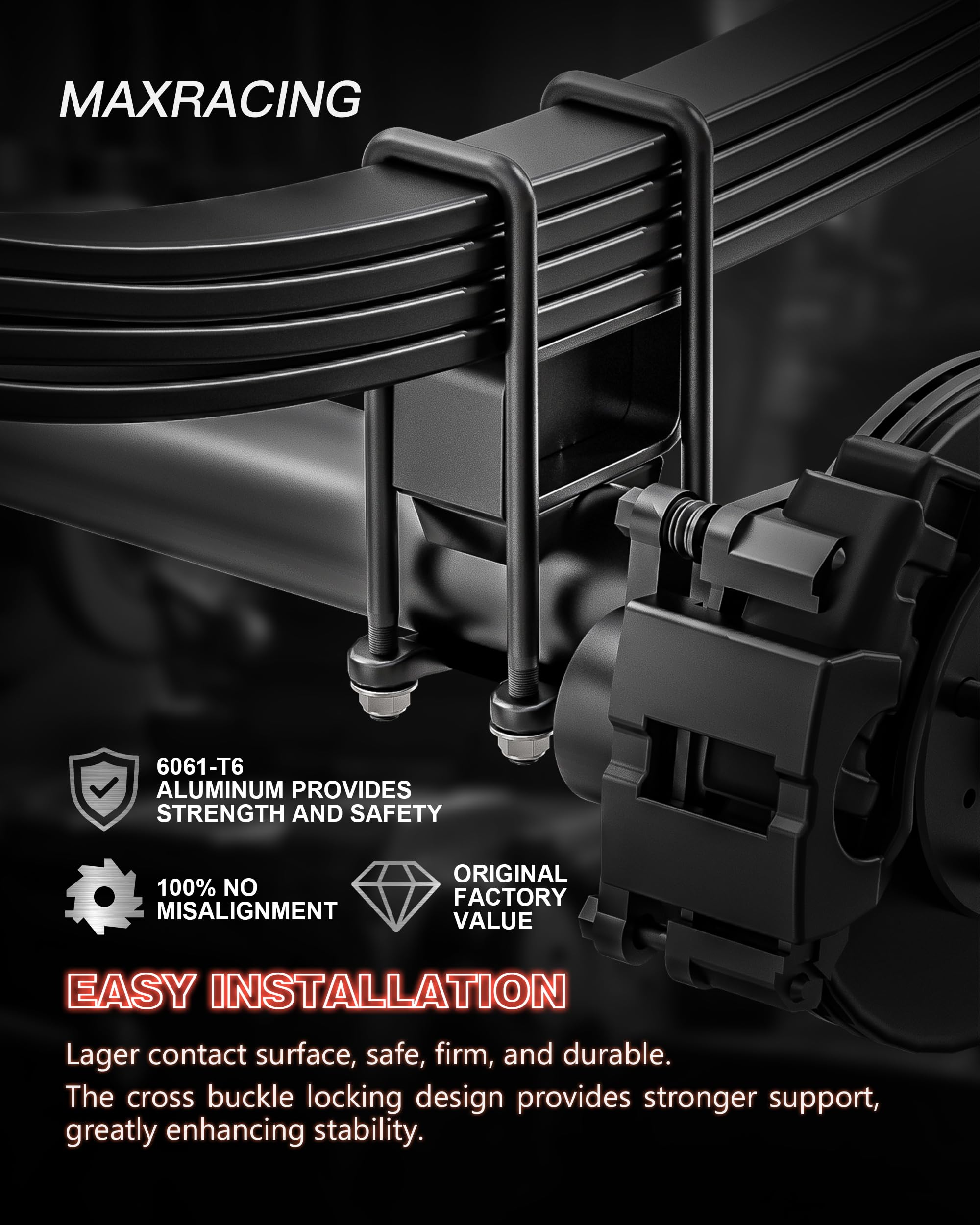 Maxracing 2'' Front + 2'' Rear Leveling Kit Compatible With 2007-2025 Chevy Silverado 1500/Gmc Sierra 1500, 2'' Front Strut Spac