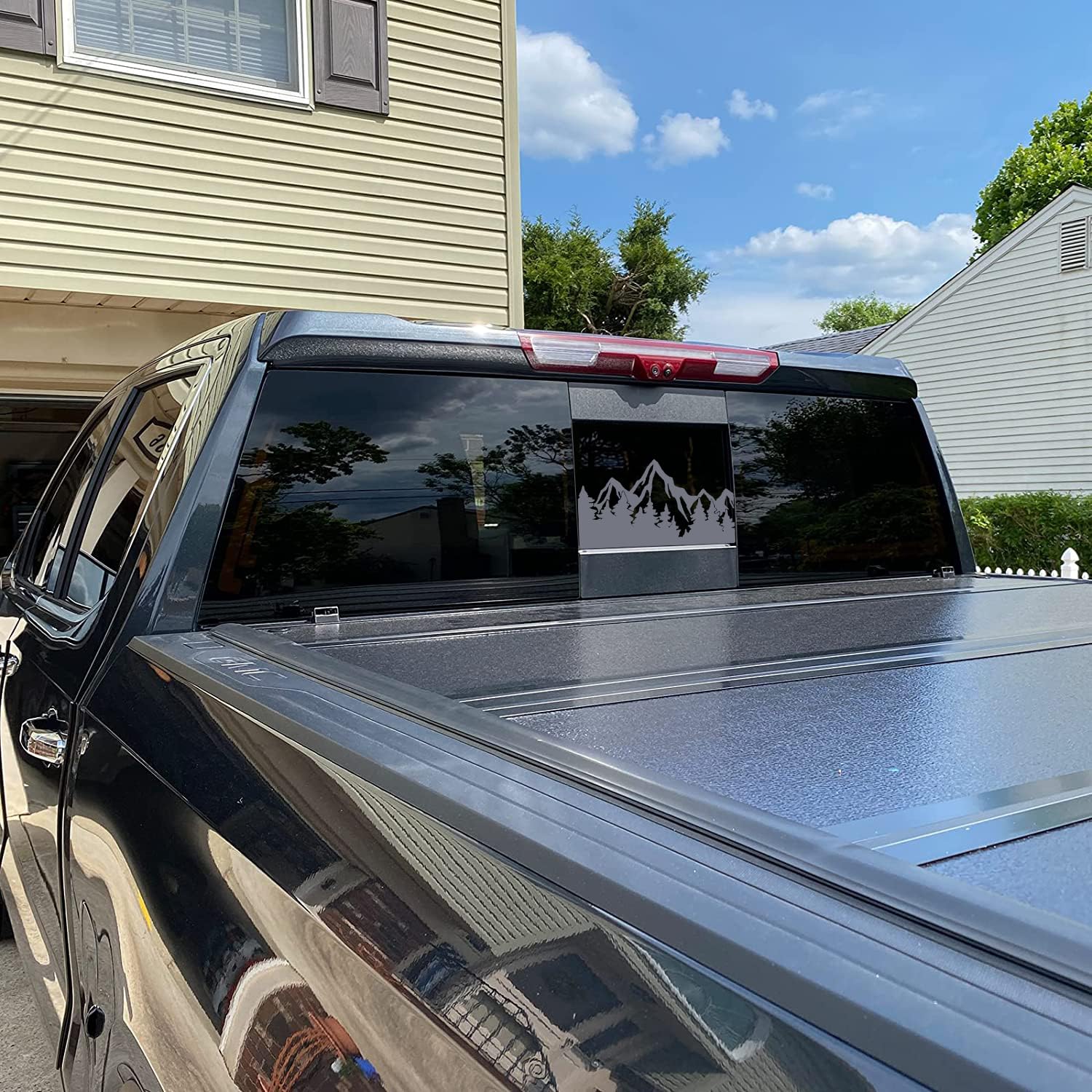 Xinghe For Chevy Silverado Gmc Sierra 2019-2025, Rear Middle Window American Flag Decal, Matte Black Usa Flag Vinyl For Truck Ba