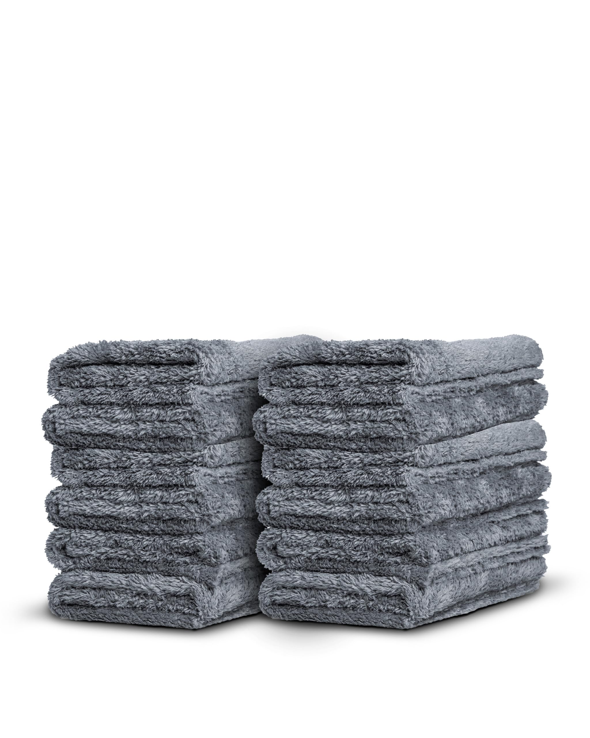 Adam'S Borderless Grey Microfiber Towel (12Pk) - Premium Ultra Soft Car Detailng Towel Cloths, 480Gsm - Safe For Car Wash, Home