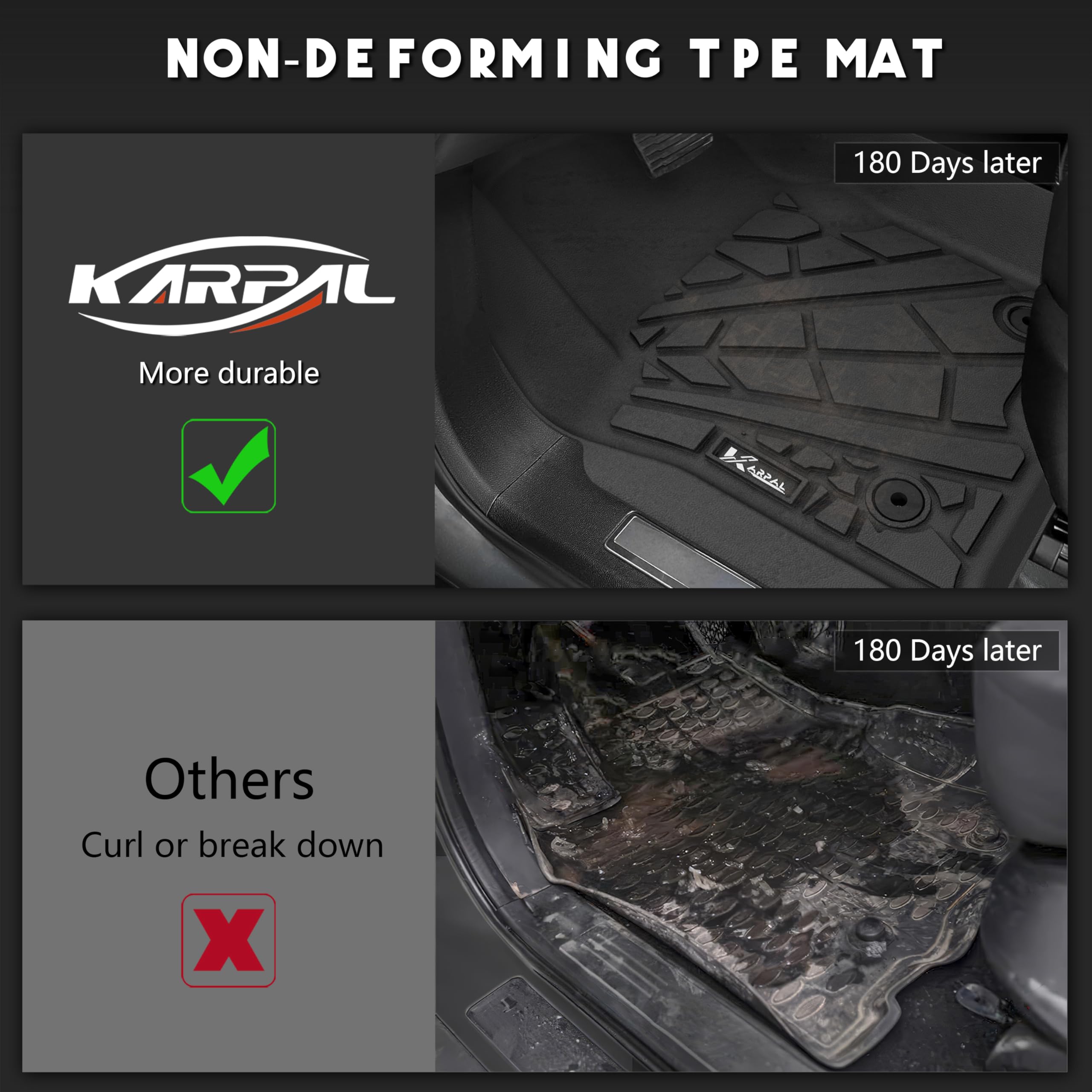 Karpal Floor Mat & Cargo Mat Fit For 2021-2024 Chevrolet Tahoe (Only Fit 8 Seats)/Gmc Yukon (Not Fit Xl),Tpe Rubber All Weather