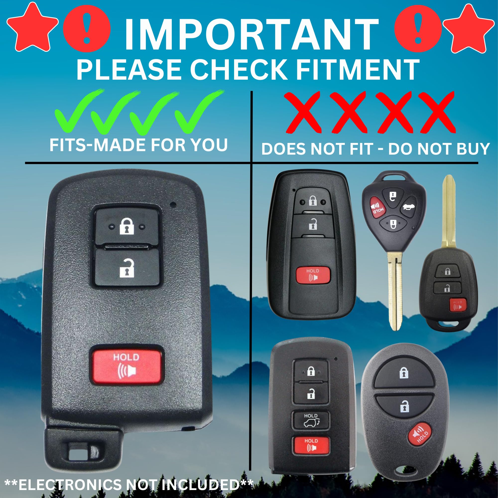 Heavy-Duty Key Fob Cover - For Toyota Tacoma 16-23 3Rd Gen, Tundra & 4Runner 20-21 3Rd Gen Accessories - Rugged Key Protector -