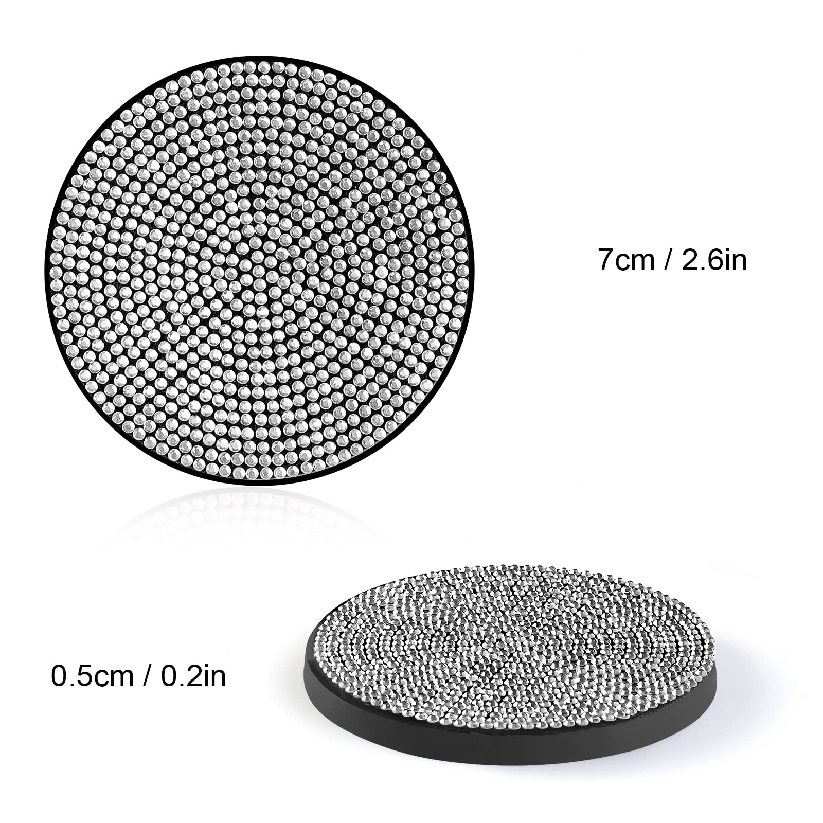 Tyhaui 2 Pack Bling Car Cup Holder Coasters, 2.75 Inch Full Crystal Rhinestone Car Cup Holder Insert Coaster Anti-Slip Auto Auto