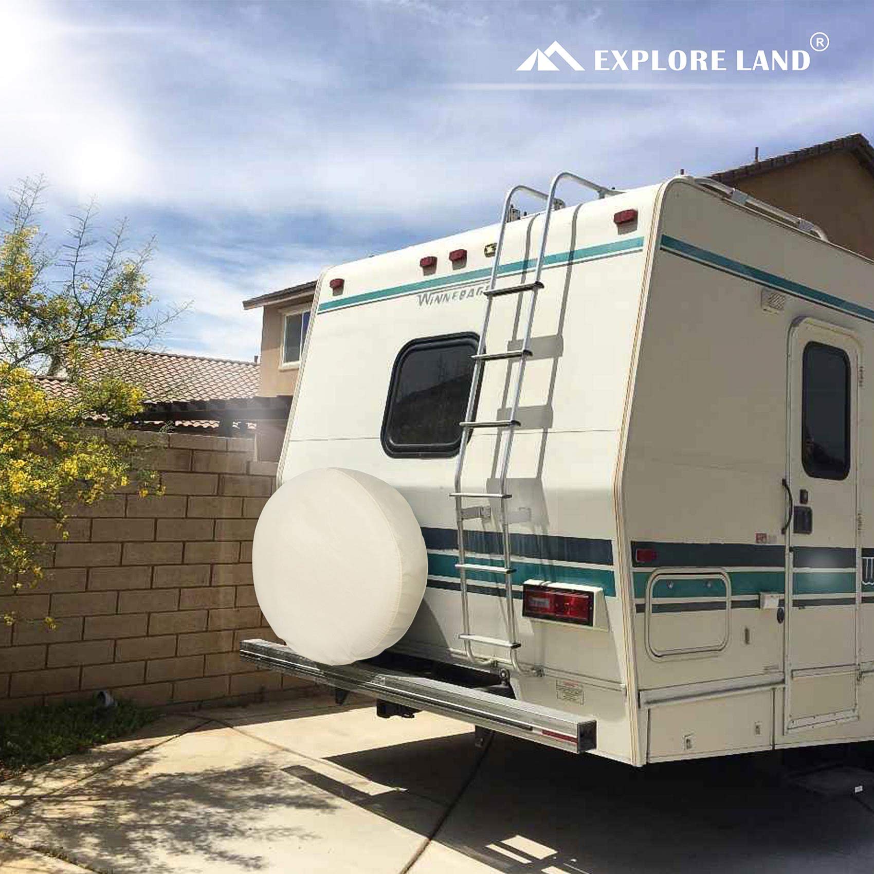 Explore Land Tough Spare Tire Cover Universal Fit Trailer, Rv, Suv, Truck (Fits Tire Diameters 30''-33'', Off-White)