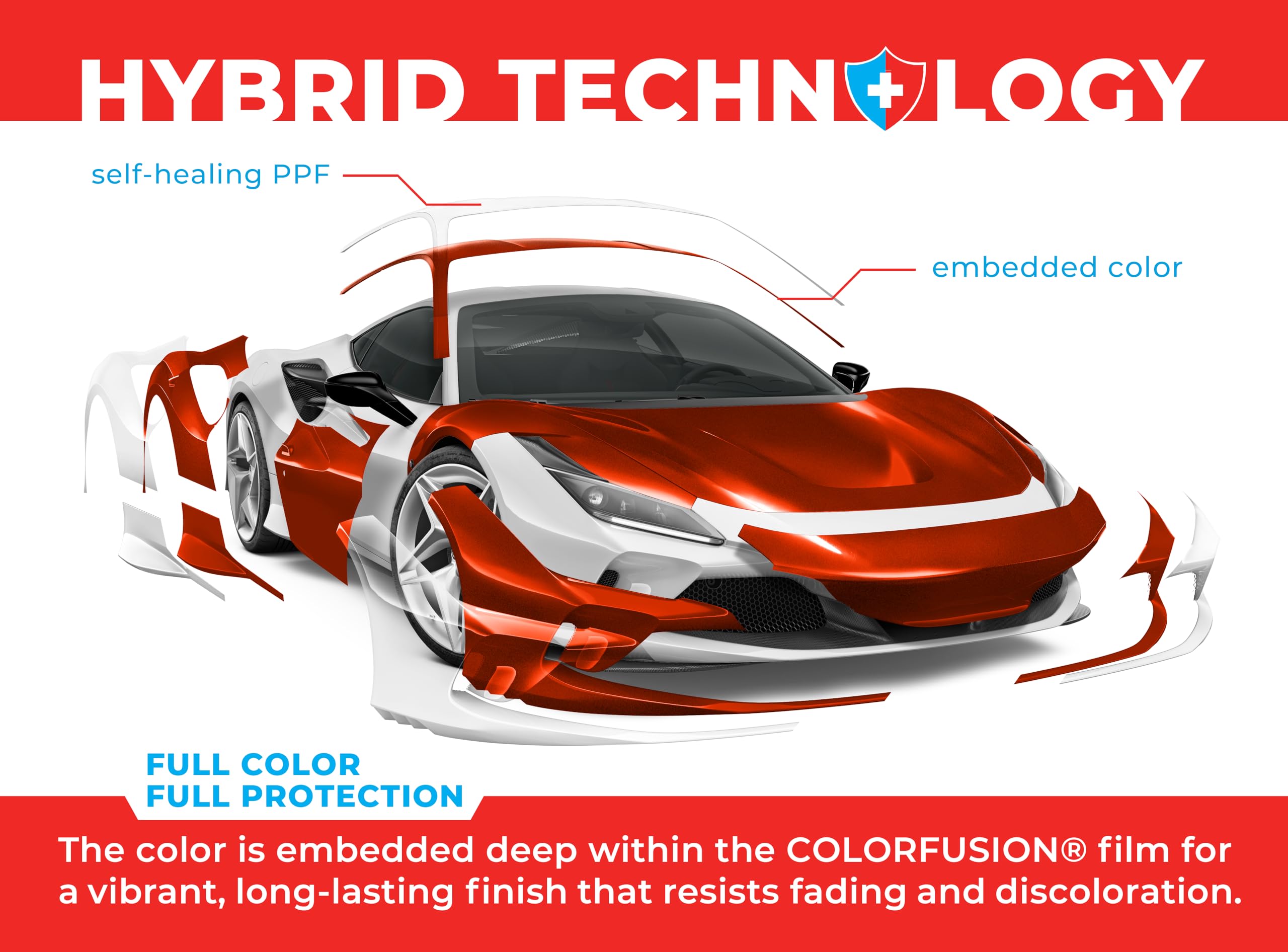 Colorfusion Ppf By Vvivid, Gloss Evil Red Dry Apply Ppf Vinyl Car Wrap Roll 1.3Ft X 5Ft