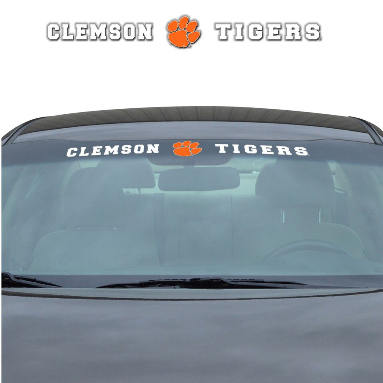 Fanmats 61500 Ncaa - Clemson Tigers Sun Stripe Windshield Decal 3.25 In. X 34 In. - Great Gift For Sports Fans - Works On Hard Surfaces - For Homes, Cars, Trucks, Suvs.