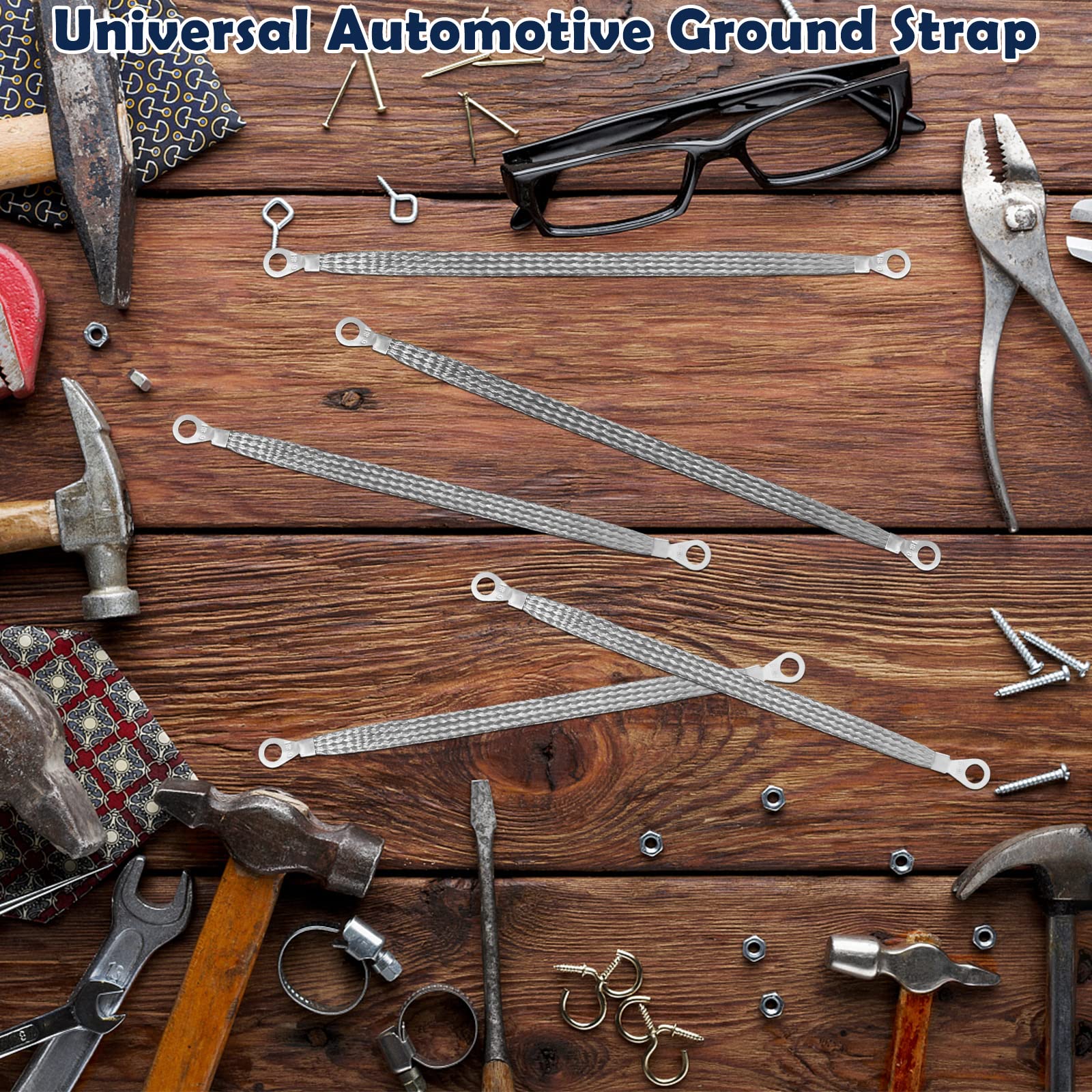 Ground Straps Automotive, 3Pcs 10'' x 1/2'' & 2 Pcs 13'' x 1/2'' Professional Vehicle Grounding Straps, Ground Engine Cable Stra