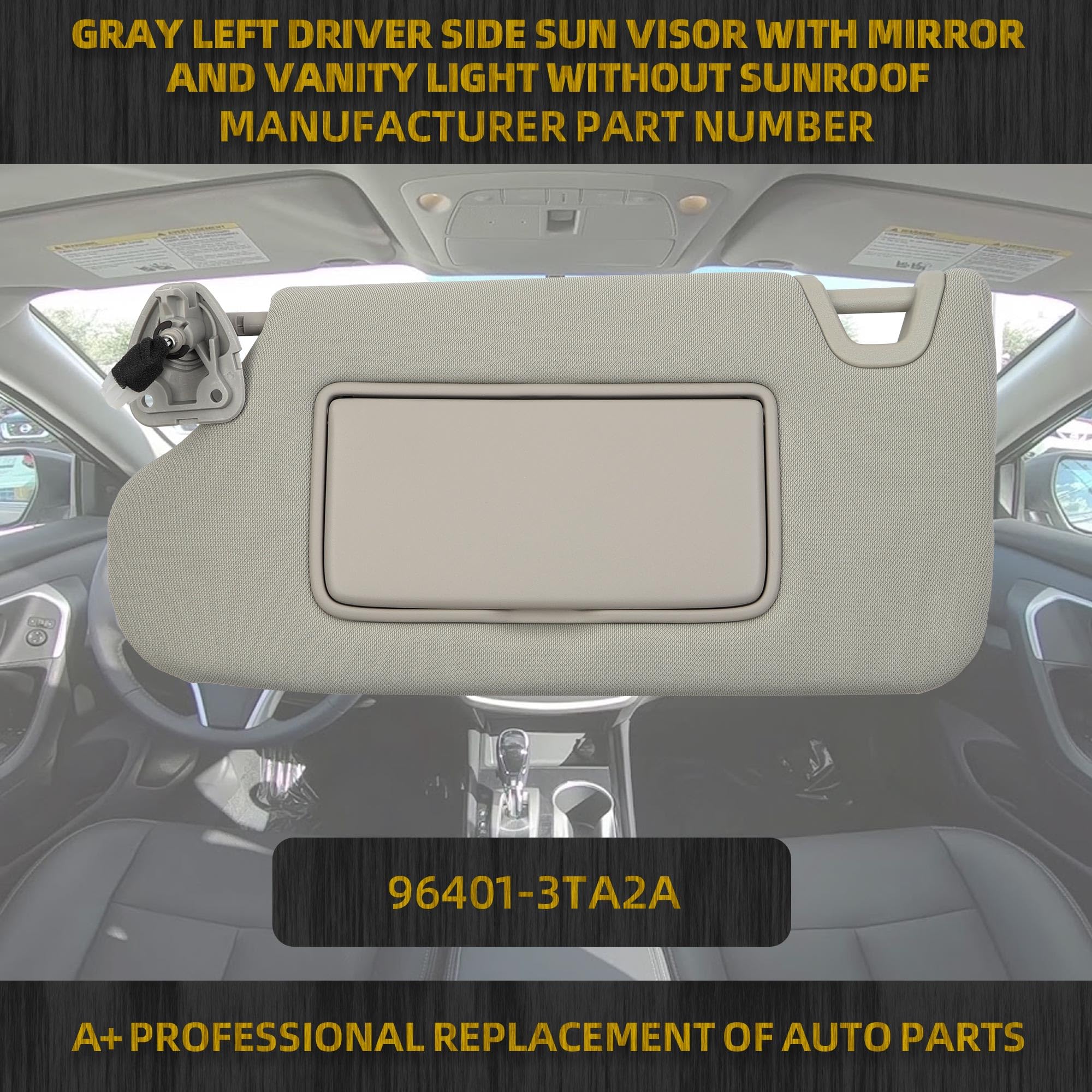 Dasbecan Gray Left Driver Side Sun Visor Compatible With Nissan Altima 2013 2014 2015 2016 2017 2018 With Mirror And Vanity Ligh