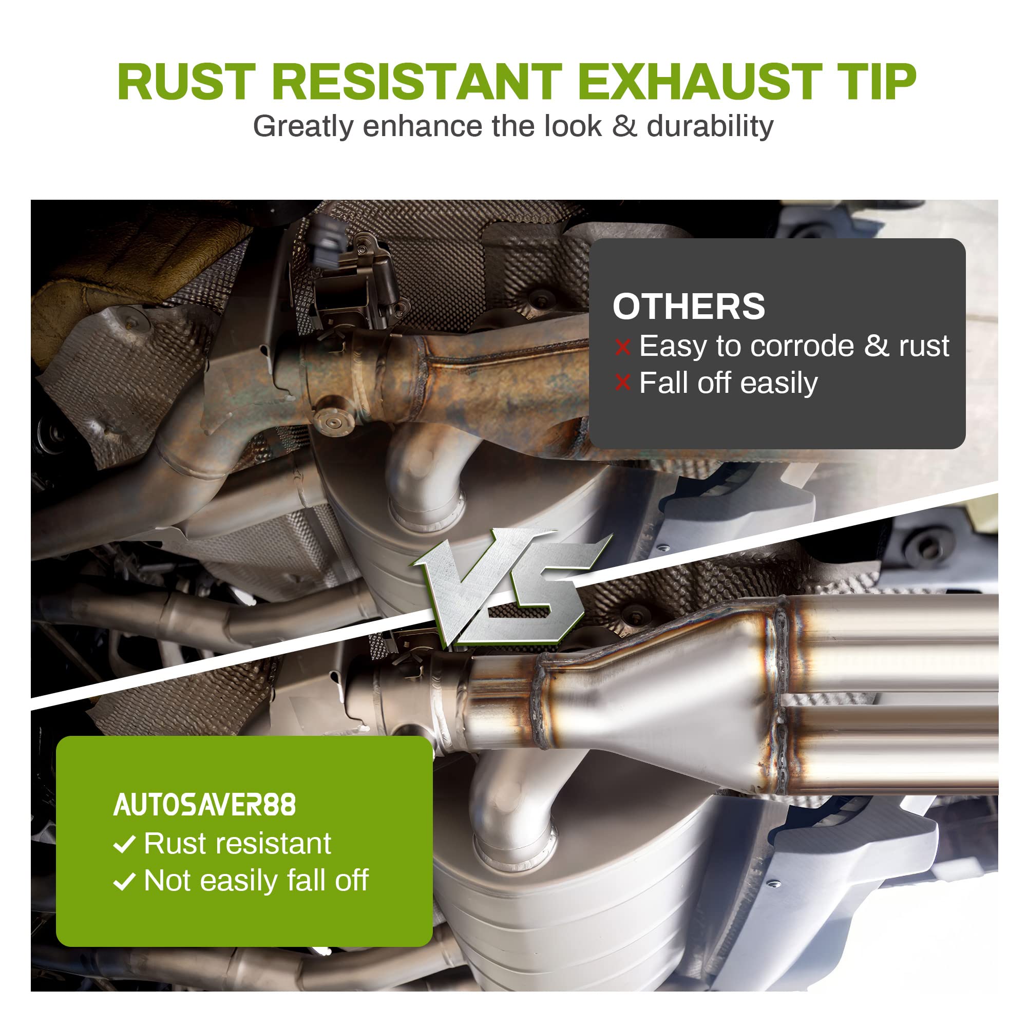 Autosaver88 Stainless Steel 3 Inch Exhaust Y Pipe, 3'' Single To 2.5'' Dual Exhaust Adapter Connector, 10'' Overall Length, Univ